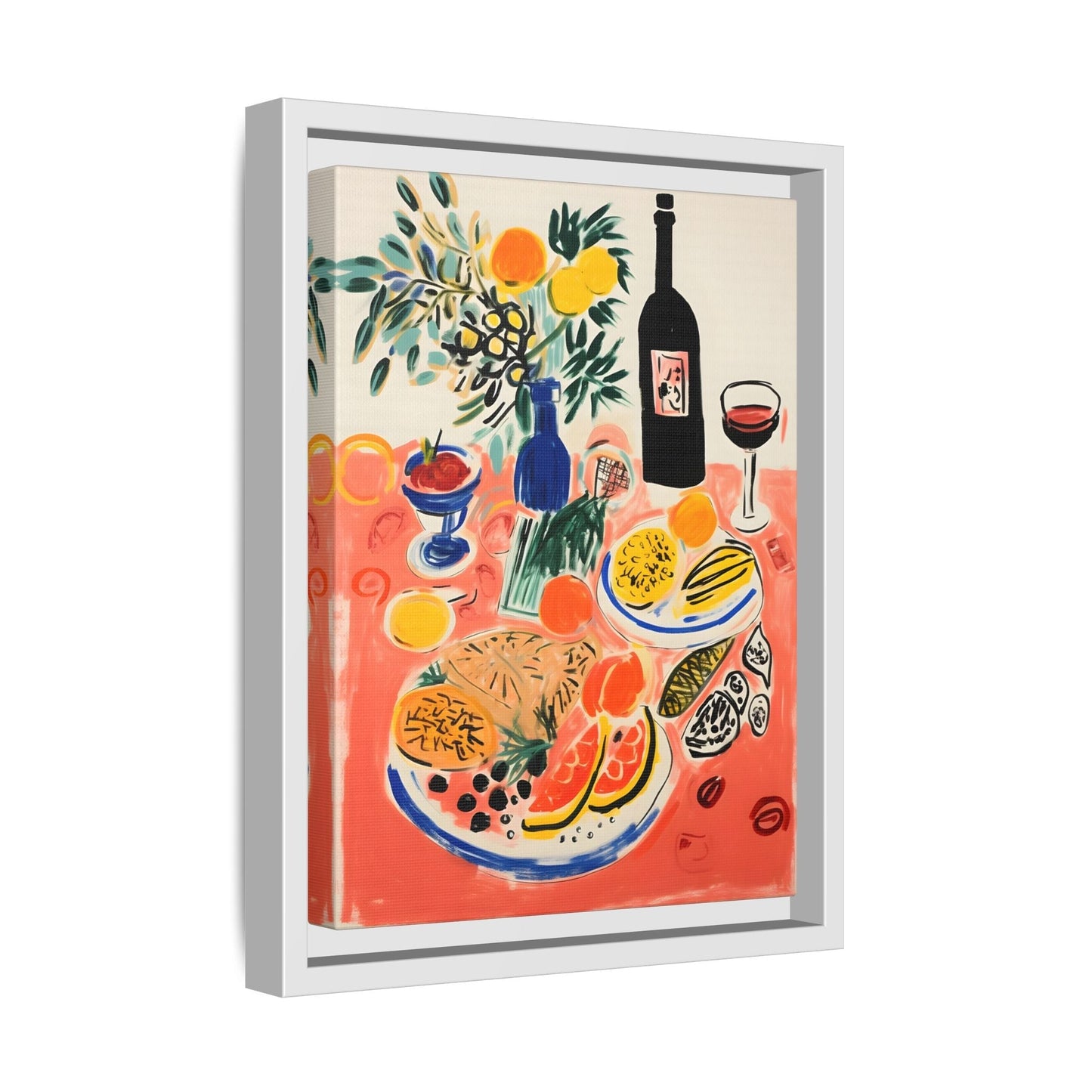 Retro Dinner Food Chef Wall Art Canvas Framed Kitchen Prints - YesArtYes