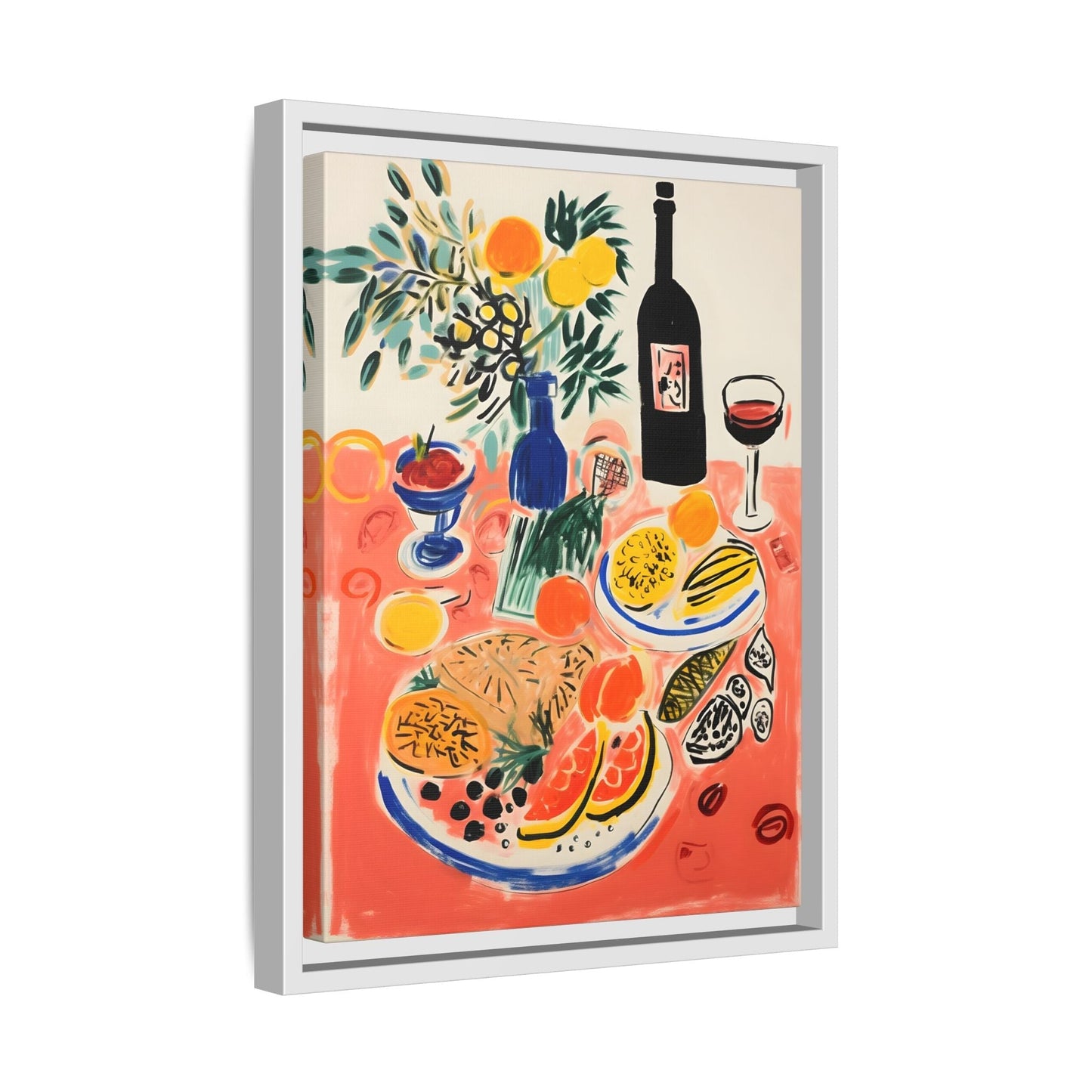 Retro Dinner Food Chef Wall Art Canvas Framed Kitchen Prints - YesArtYes