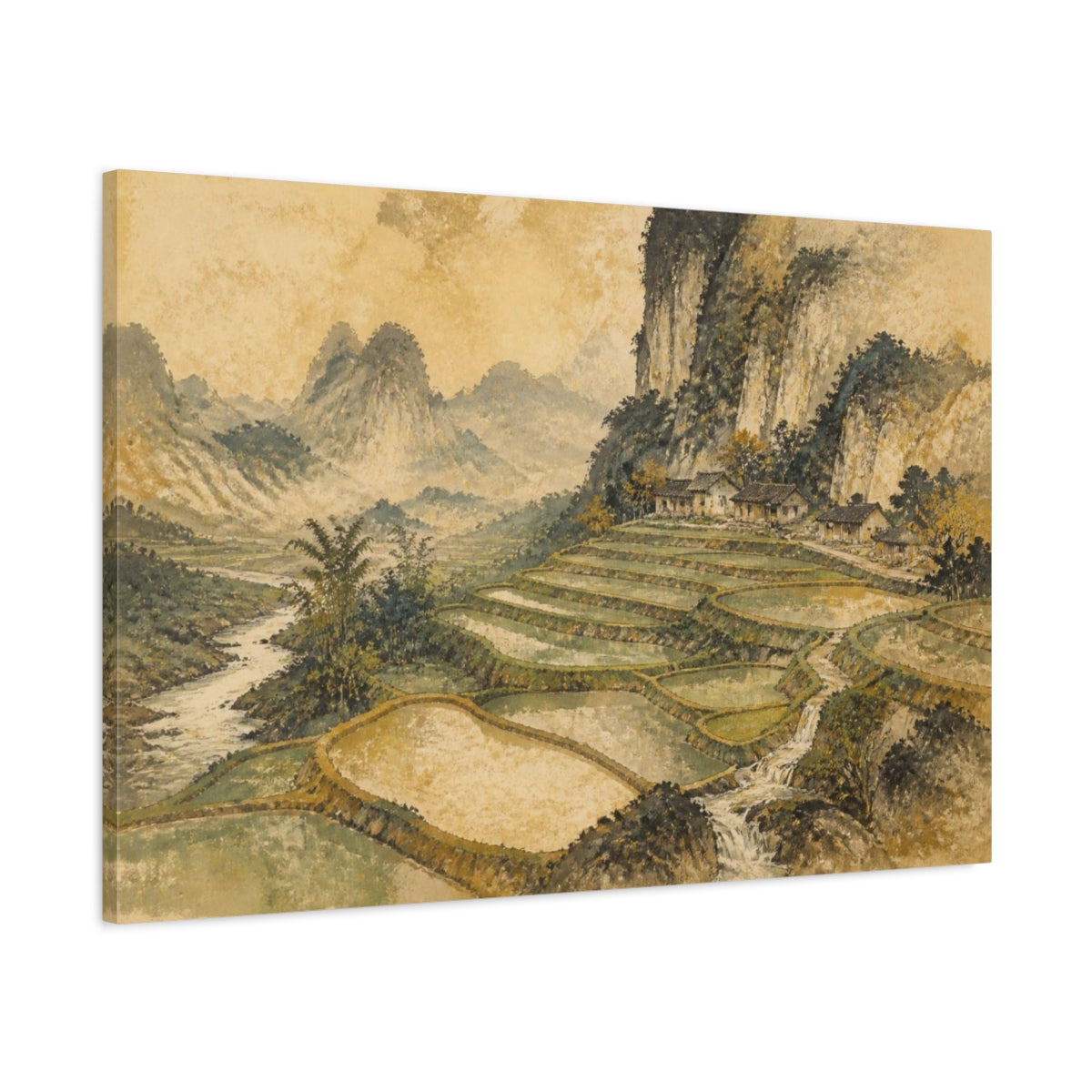 Main Mockup. Rice Terrace Landscape shown as canvas print