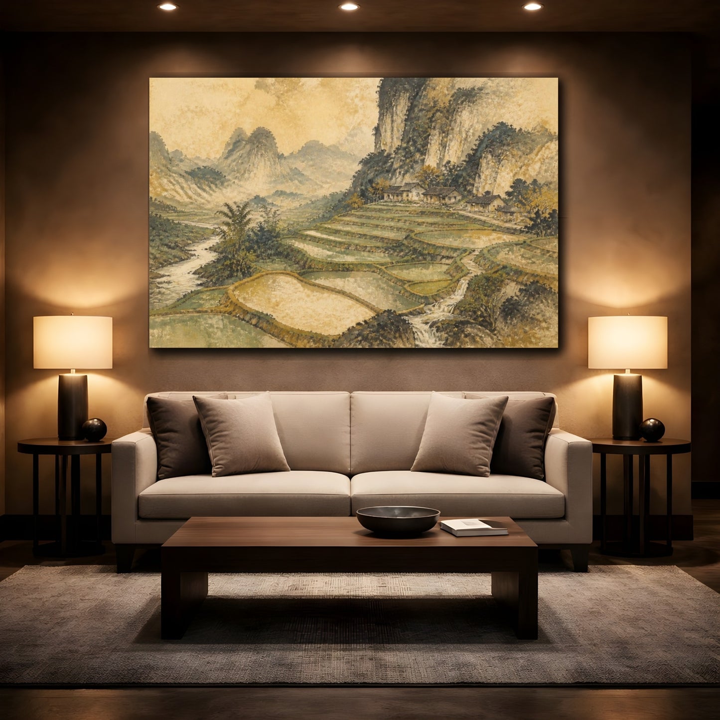 Mockup 2. Rice Terrace Landscape shown as canvas print