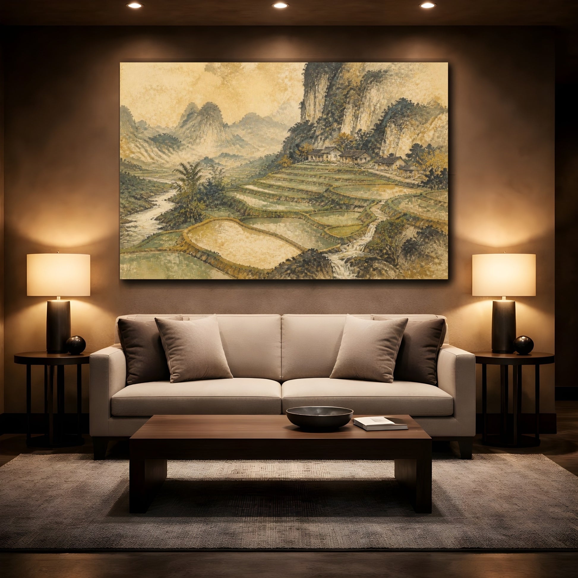 Mockup 2. Rice Terrace Landscape shown as canvas print