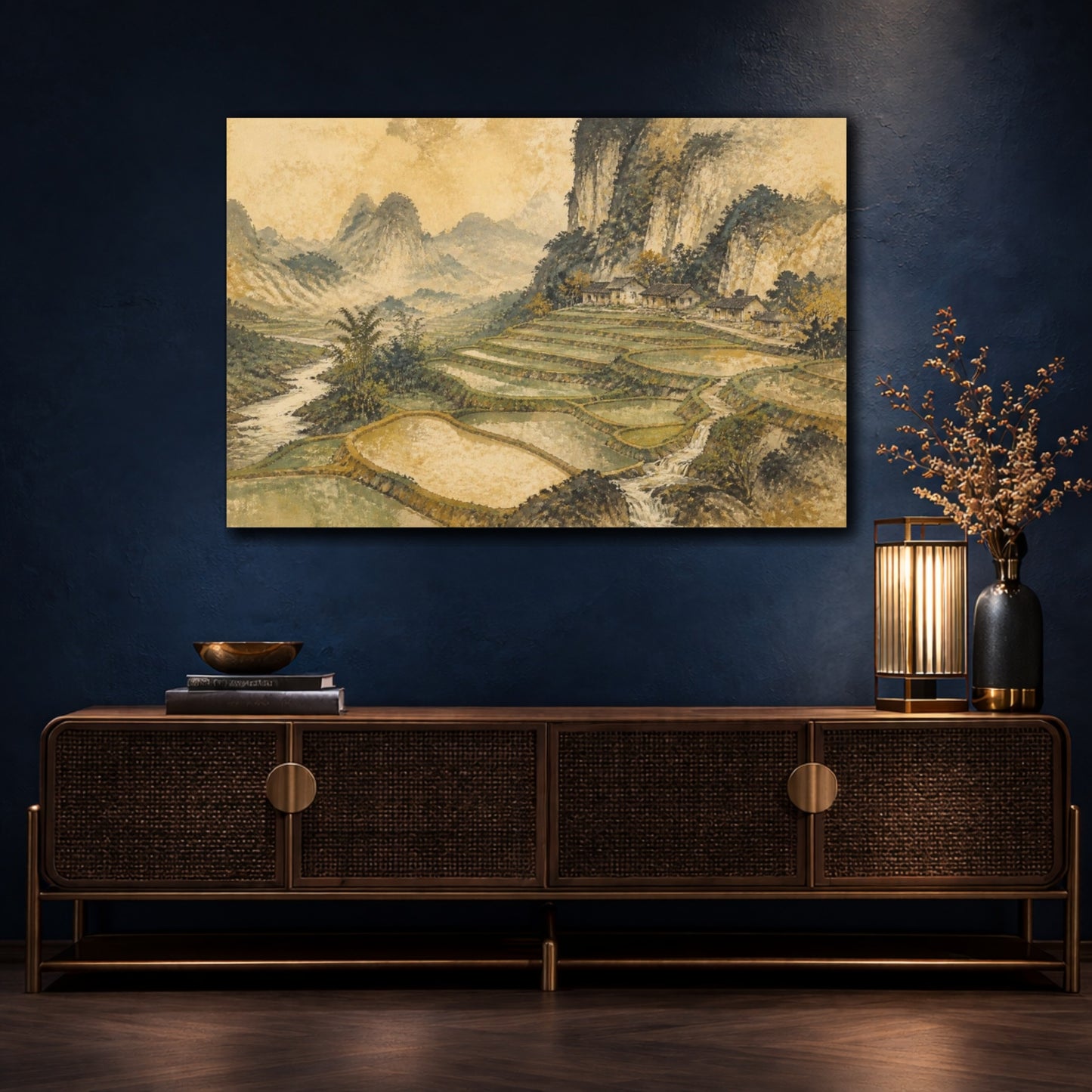 Mockup 4. Rice Terrace Landscape shown as canvas print