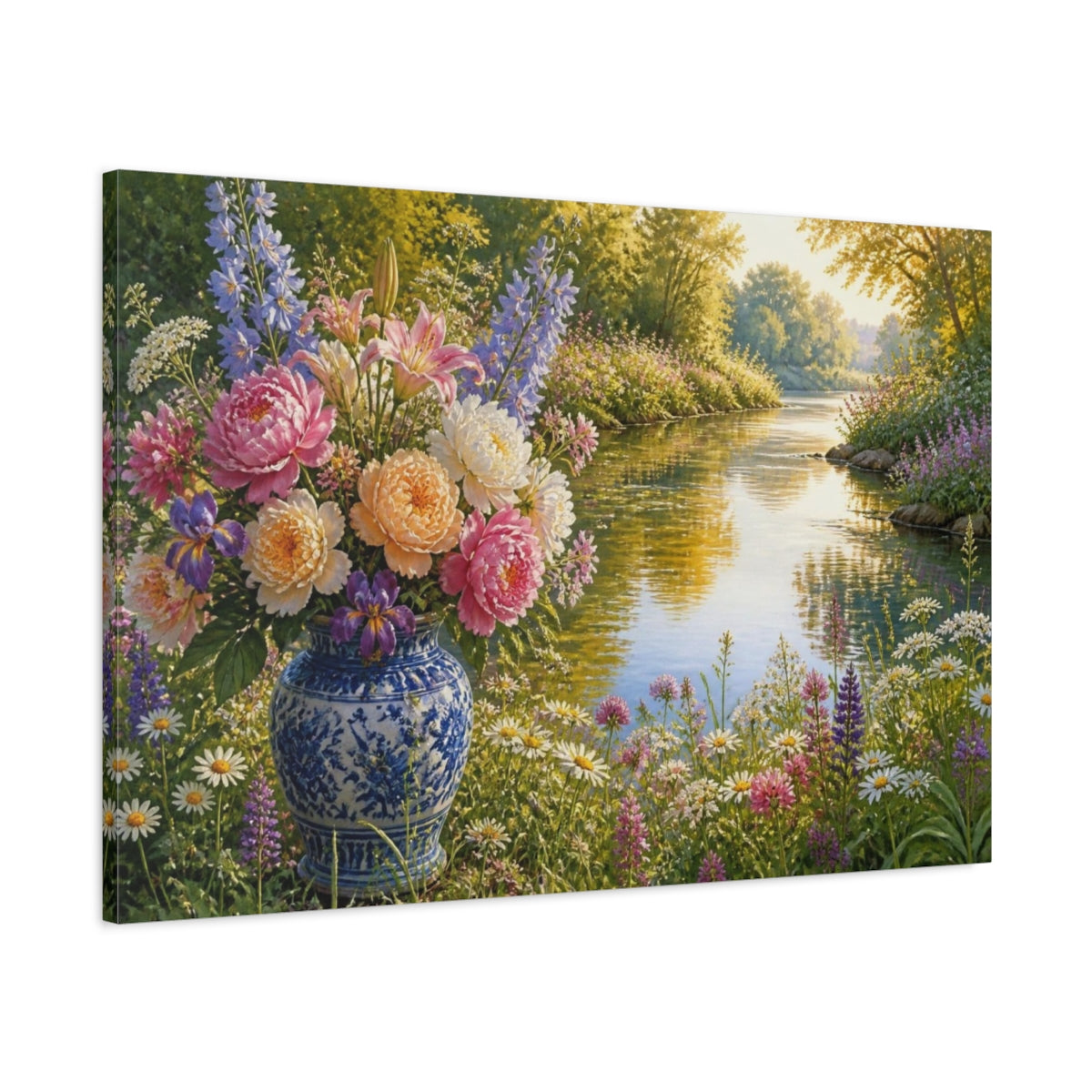 Main Mockup. Riverside Floral Bouquet shown as canvas print