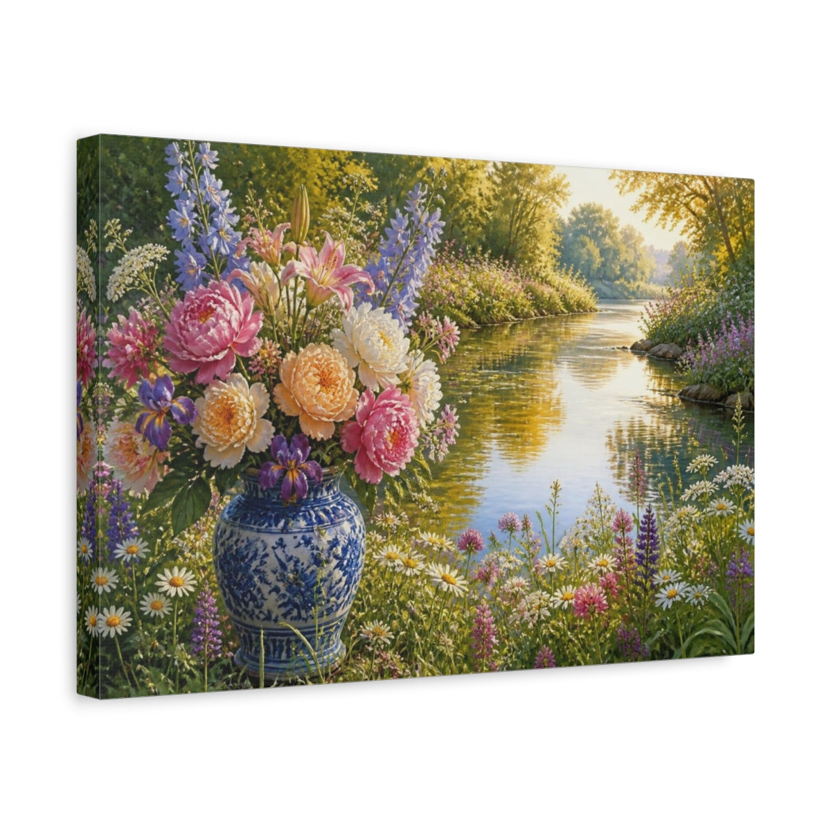 Side Mockup 4. Riverside Floral Bouquet shown as canvas print