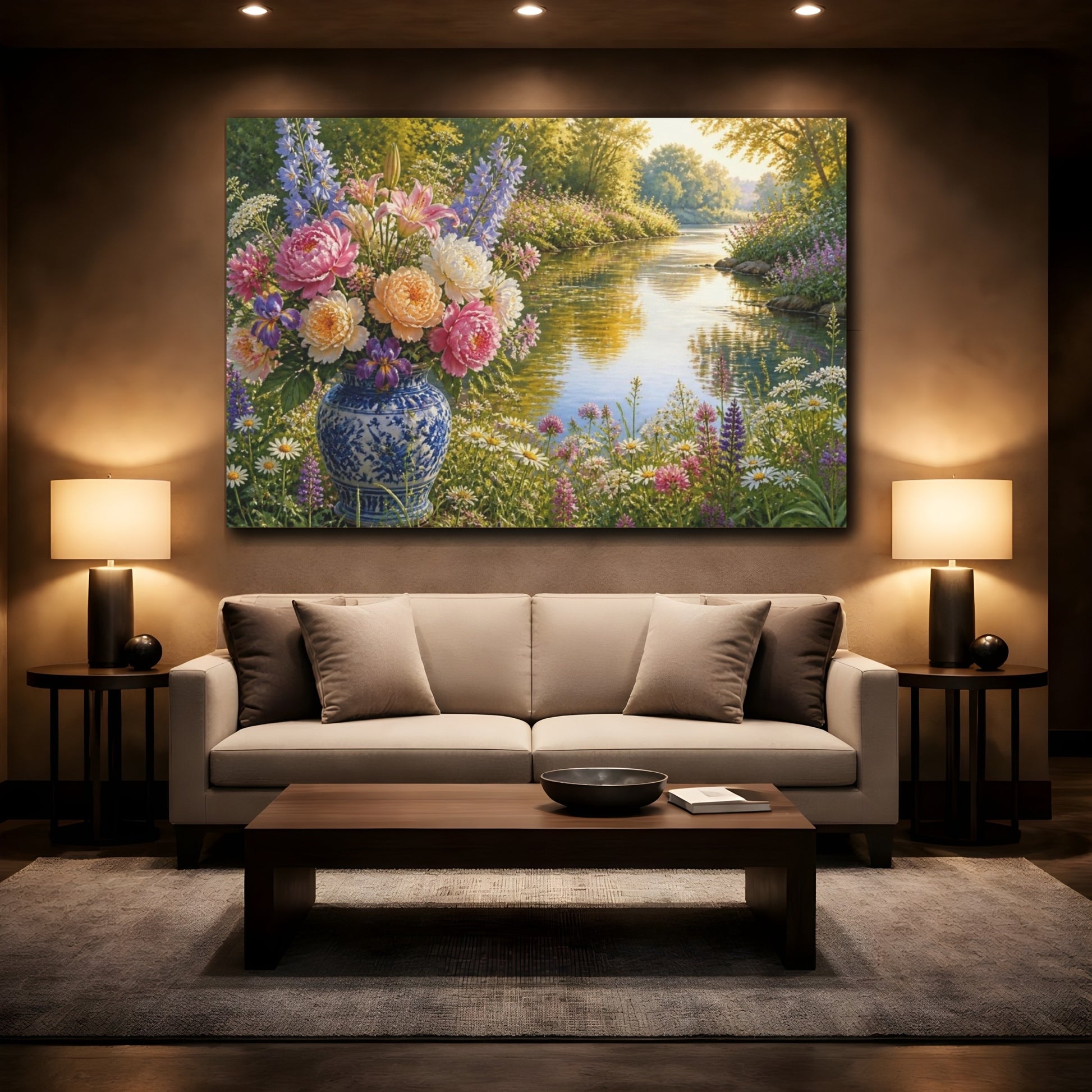 Mockup 2. Riverside Floral Bouquet shown as canvas print