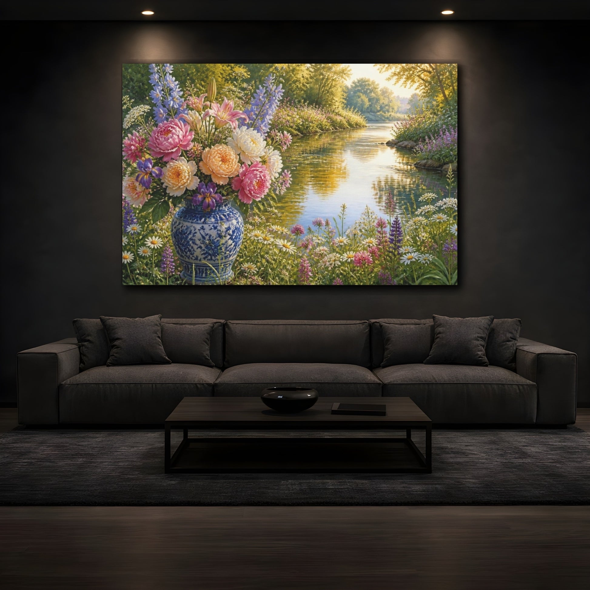 Mockup 3. Riverside Floral Bouquet shown as canvas print