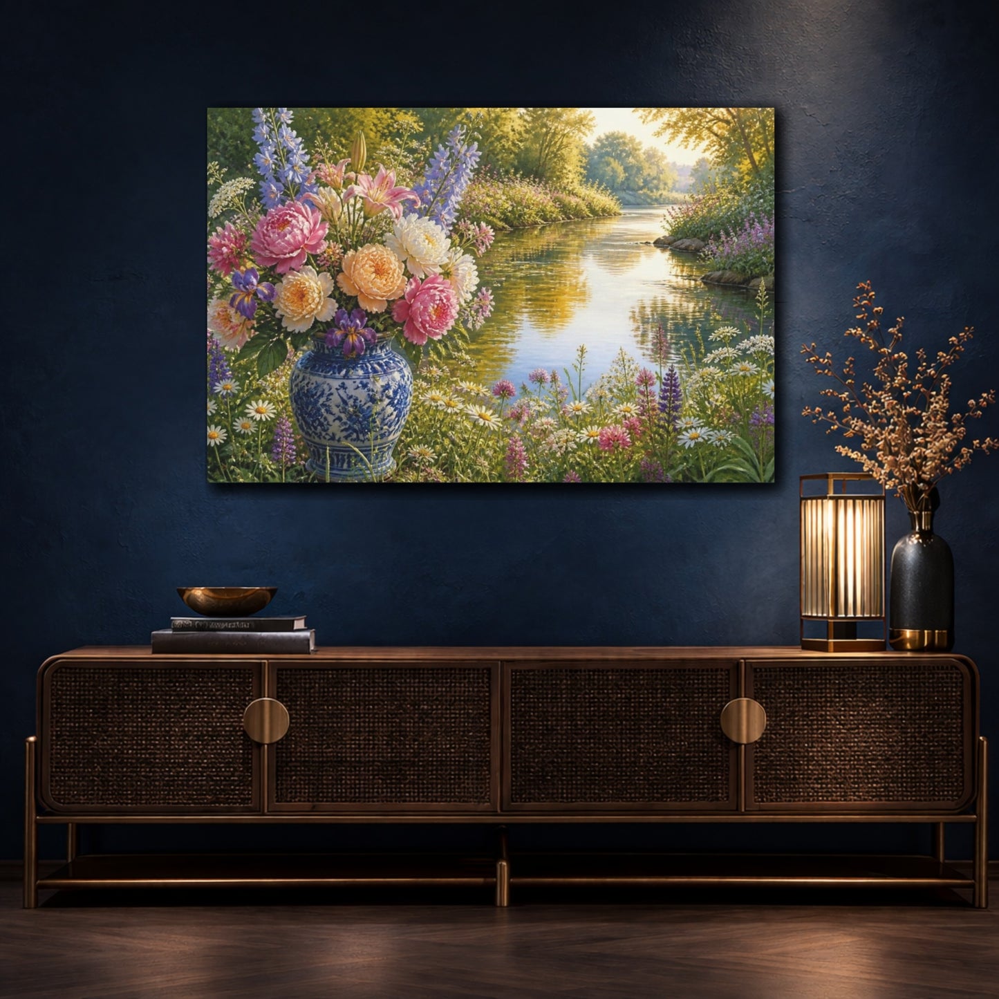 Mockup 4. Riverside Floral Bouquet shown as canvas print
