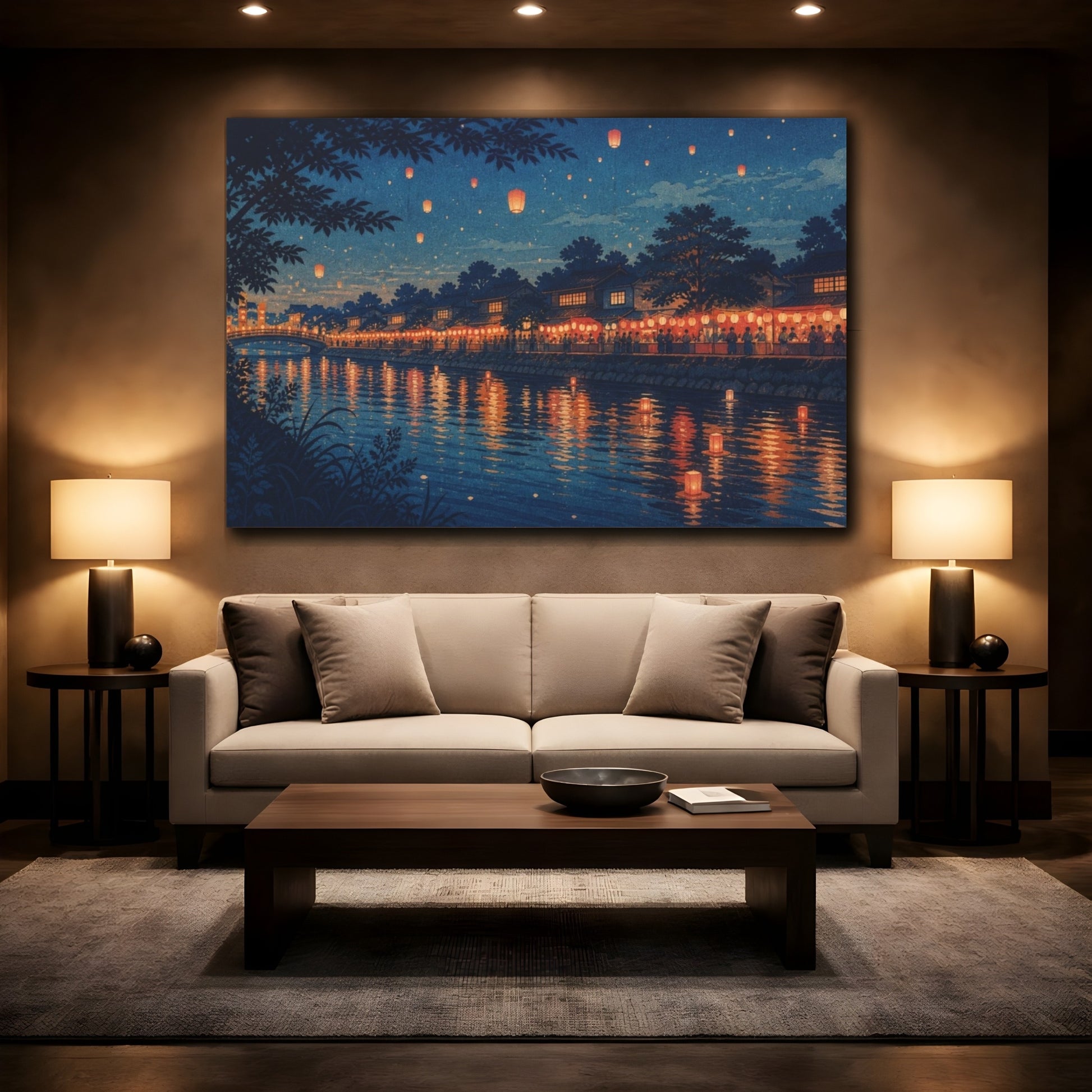 Mockup 2. Riverside Lantern Festival shown as canvas print