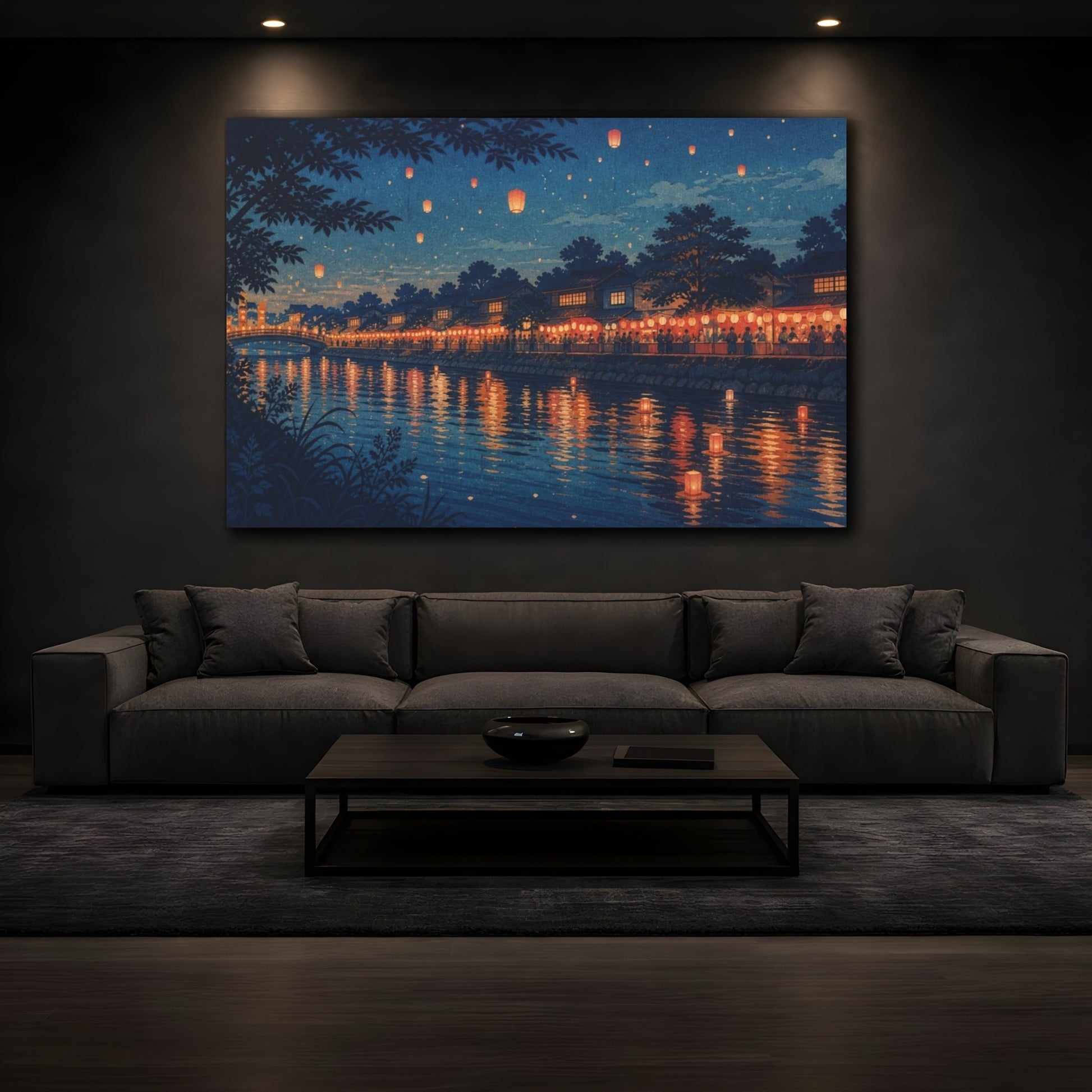 Mockup 3. Riverside Lantern Festival shown as canvas print