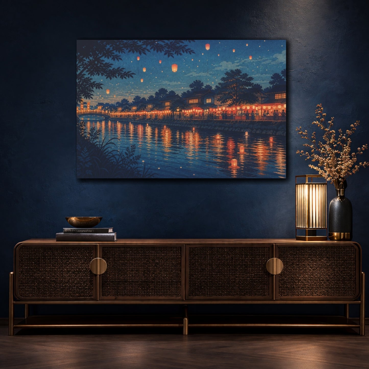 Mockup 4. Riverside Lantern Festival shown as canvas print
