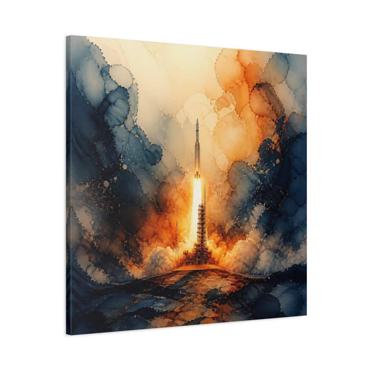 Main Mockup. Rocket Launch Plume shown as canvas print