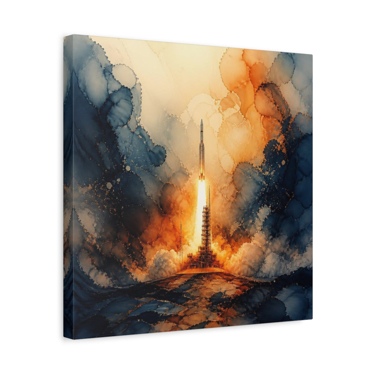 Side Mockup 6. Rocket Launch Plume shown as canvas print