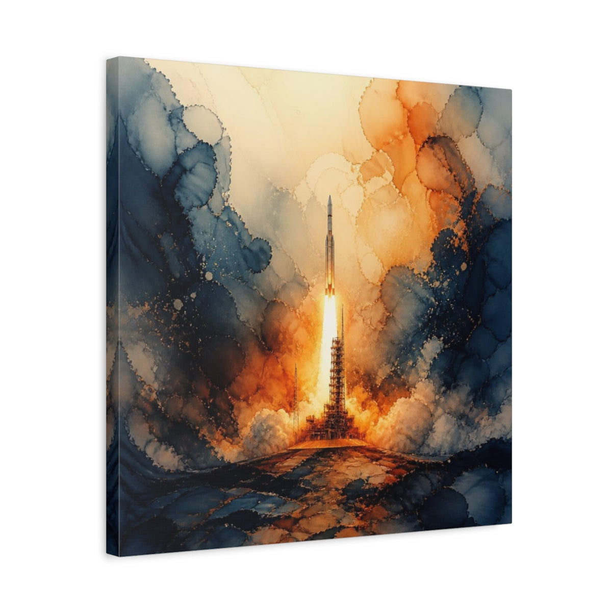 Side Mockup 5. Rocket Launch Plume shown as canvas print
