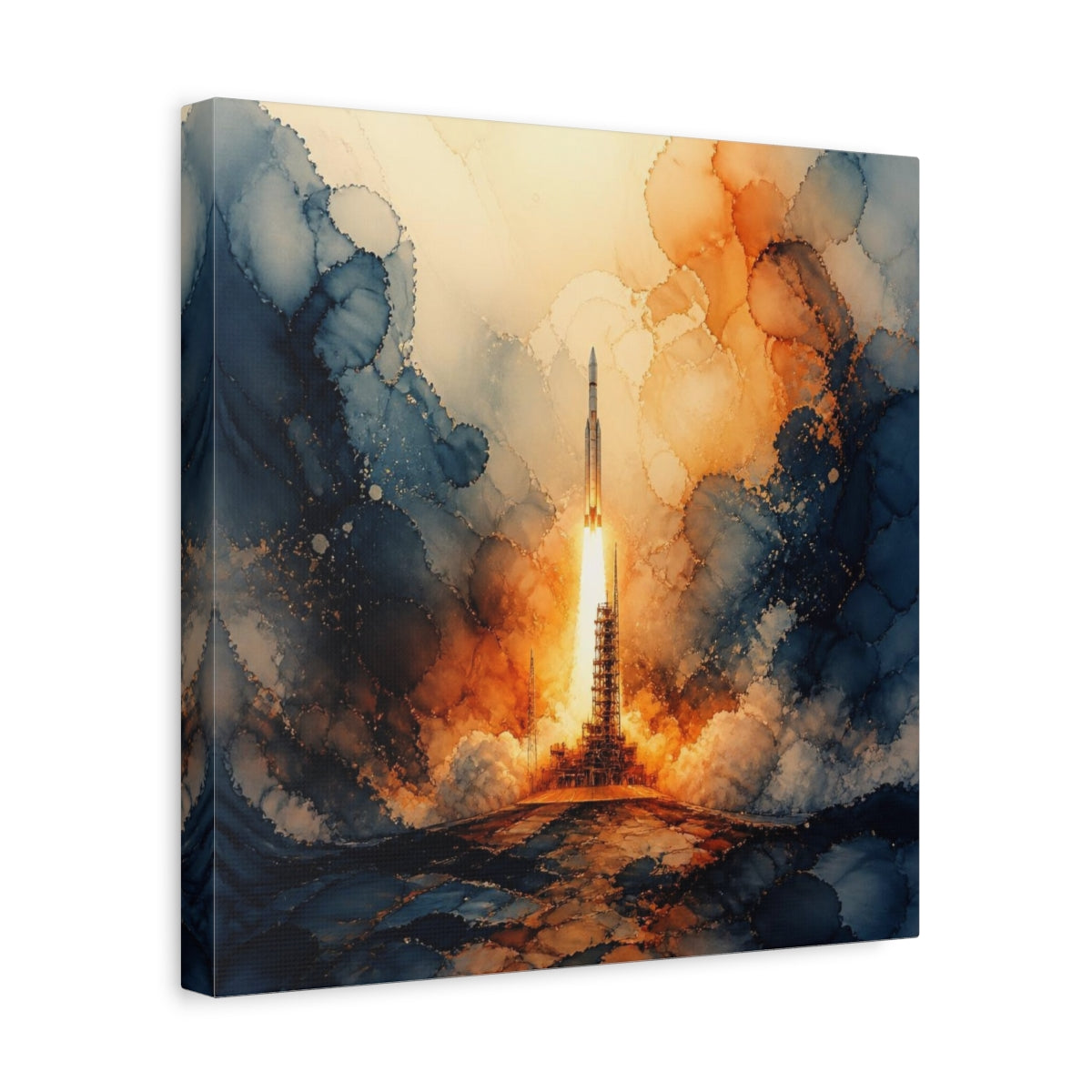 Side Mockup 7. Rocket Launch Plume shown as canvas print