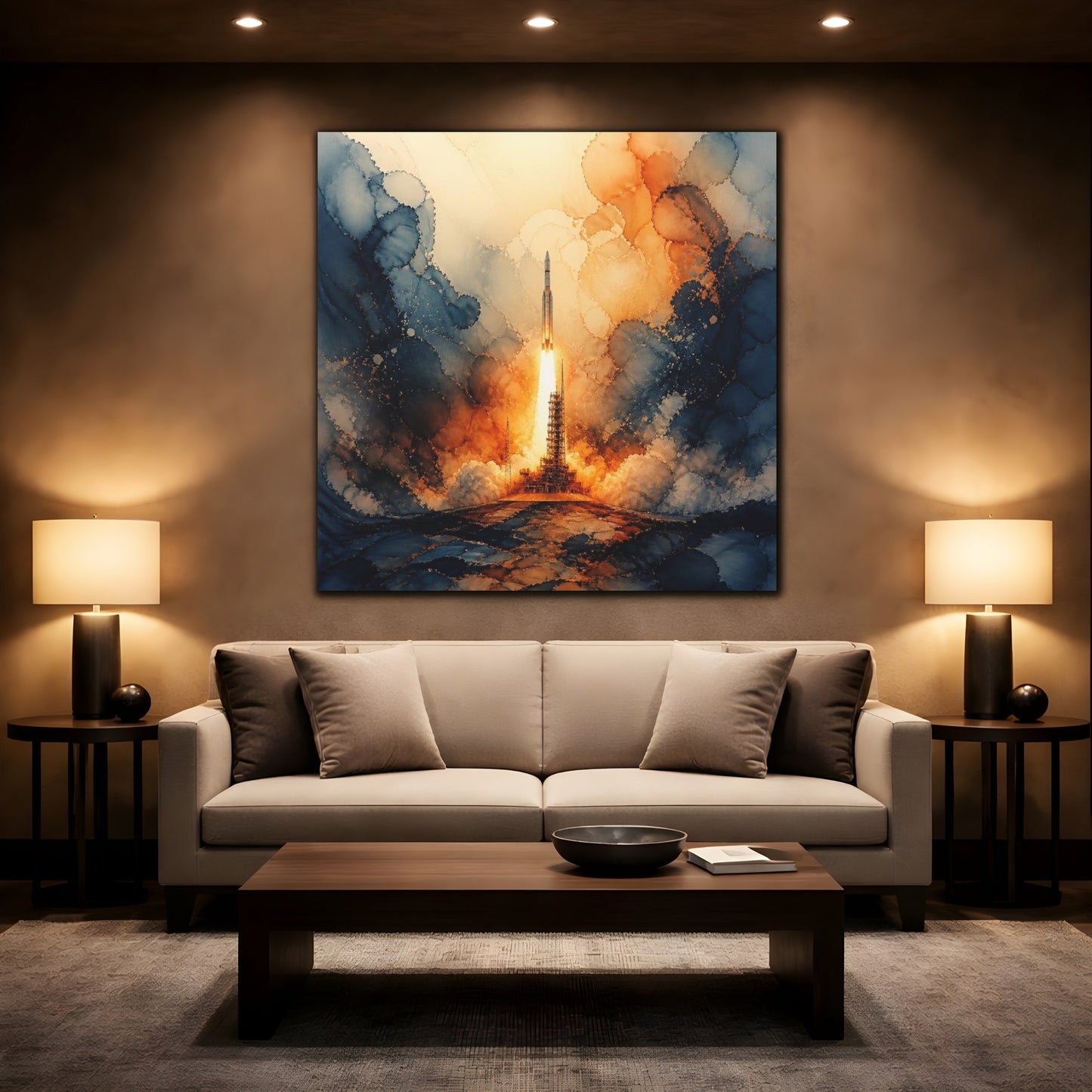 Mockup 2. Rocket Launch Plume shown as canvas print