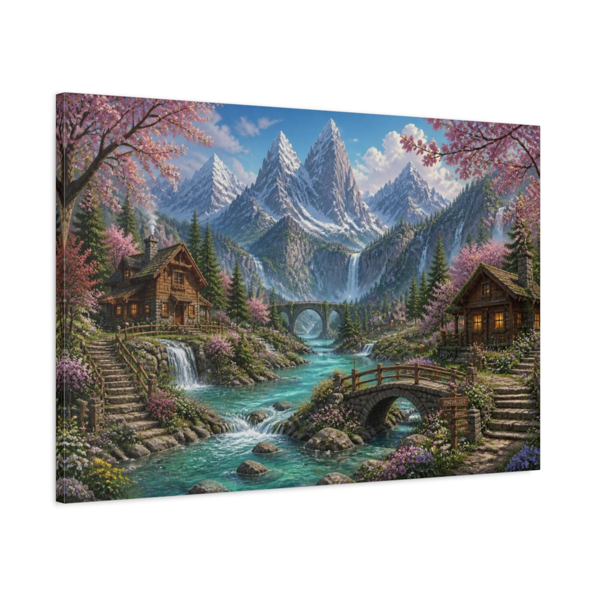 Main Mockup. Rocky Mountain Spring Cottages shown as canvas print