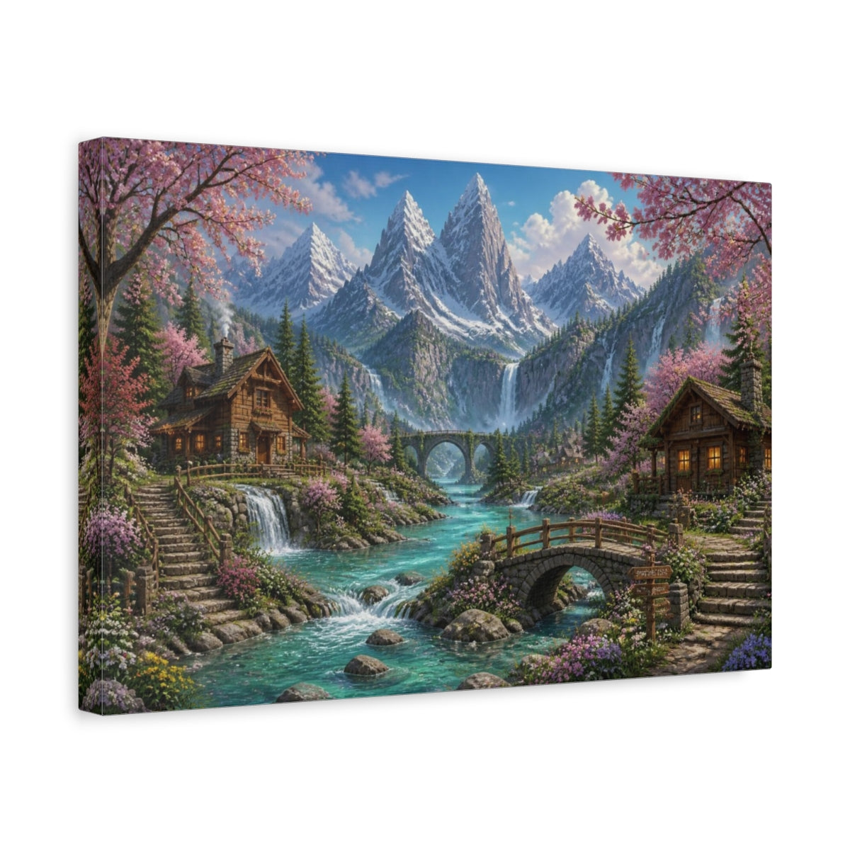 Side Mockup 4. Rocky Mountain Spring Cottages shown as canvas print