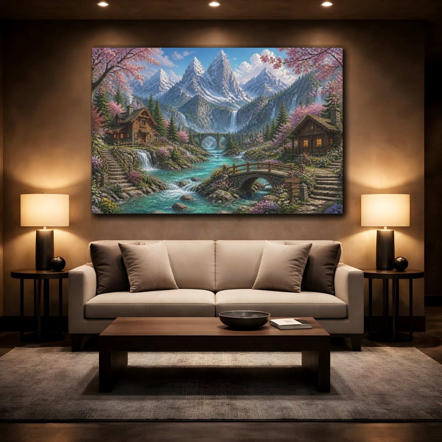 Mockup 2. Rocky Mountain Spring Cottages shown as canvas print
