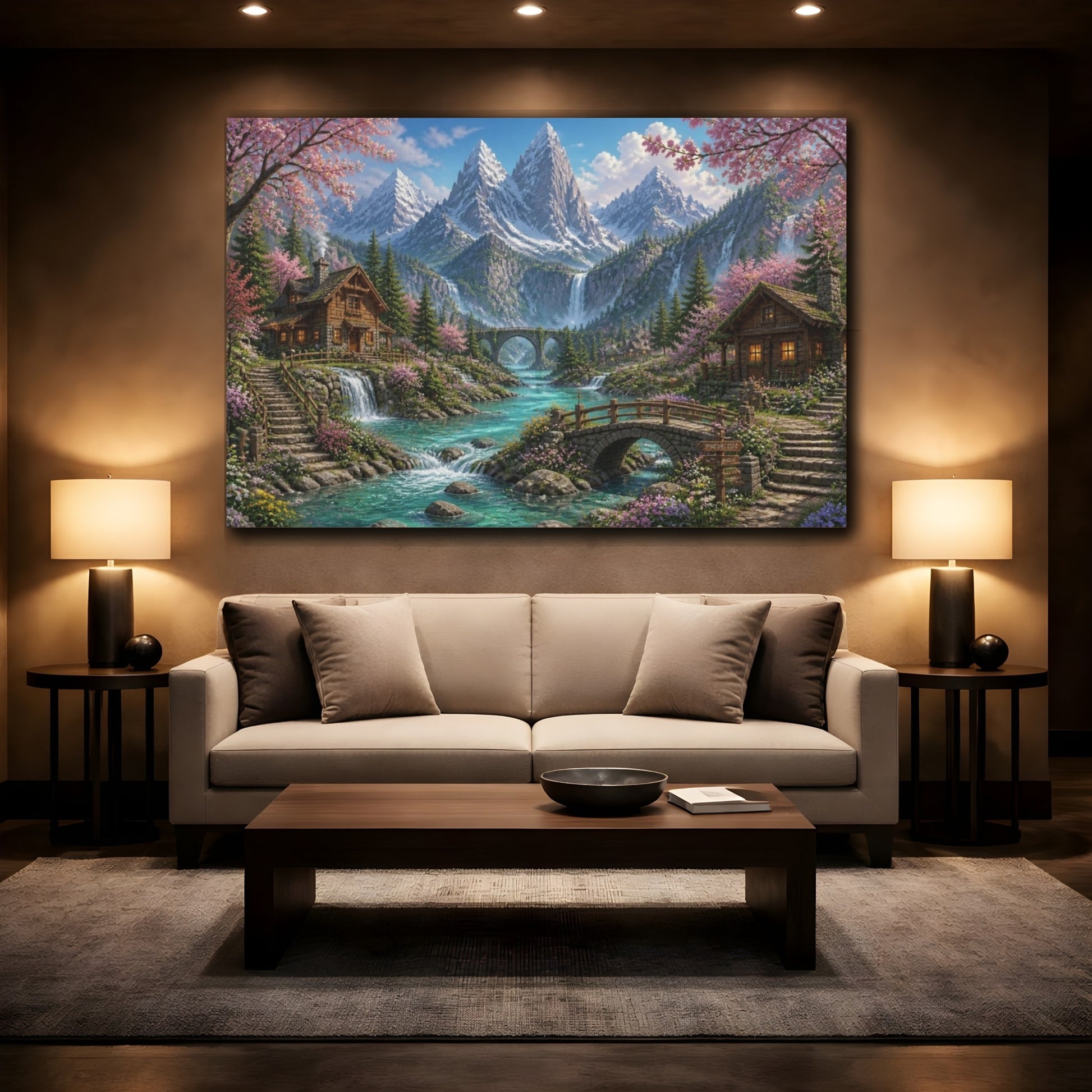 Mockup 2. Rocky Mountain Spring Cottages shown as canvas print