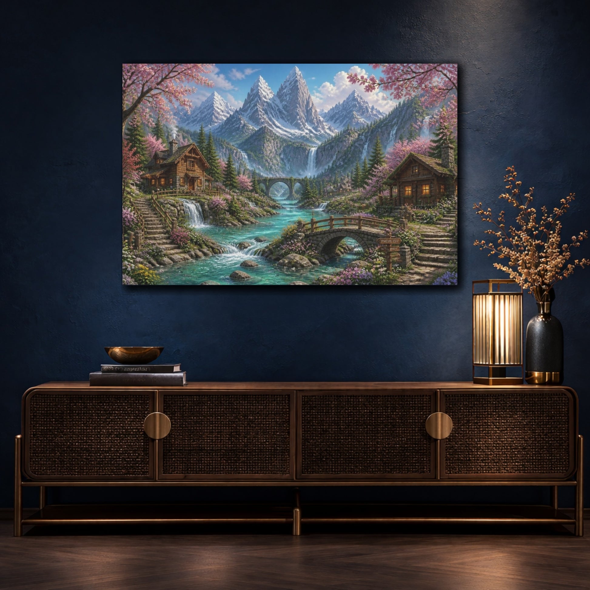 Mockup 4. Rocky Mountain Spring Cottages shown as canvas print