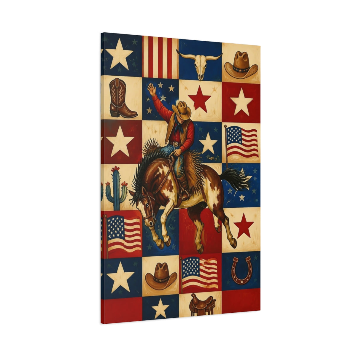 Side Mockup 1. Rodeo Cowboy Rider shown as canvas print