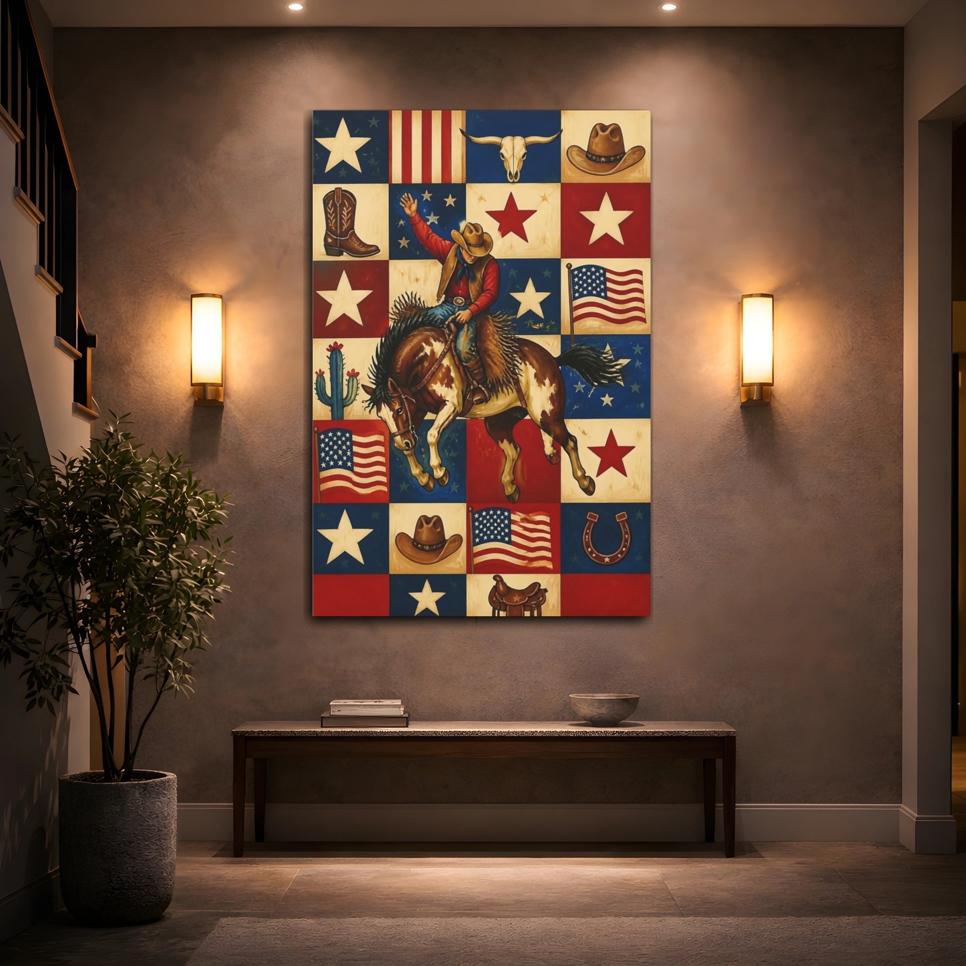 Mockup 2. Rodeo Cowboy Rider shown as canvas print