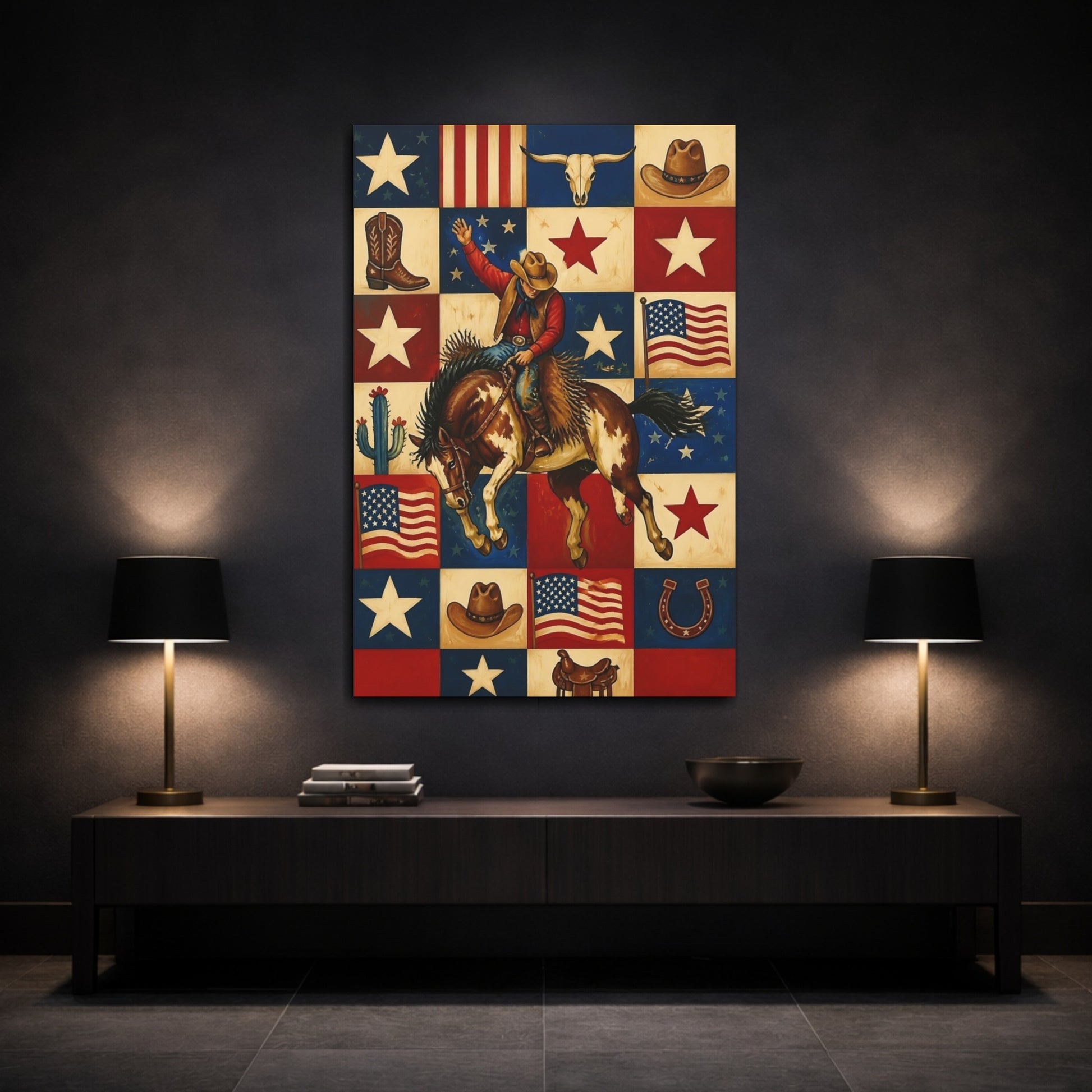 Mockup 3. Rodeo Cowboy Rider shown as canvas print