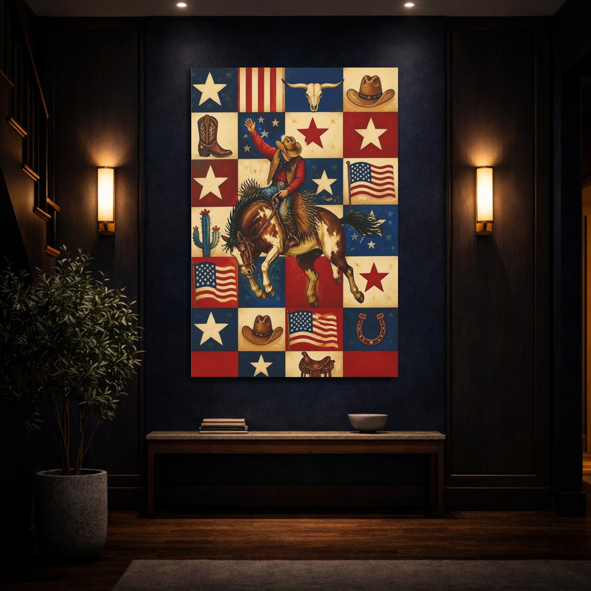 Mockup 4. Rodeo Cowboy Rider shown as canvas print