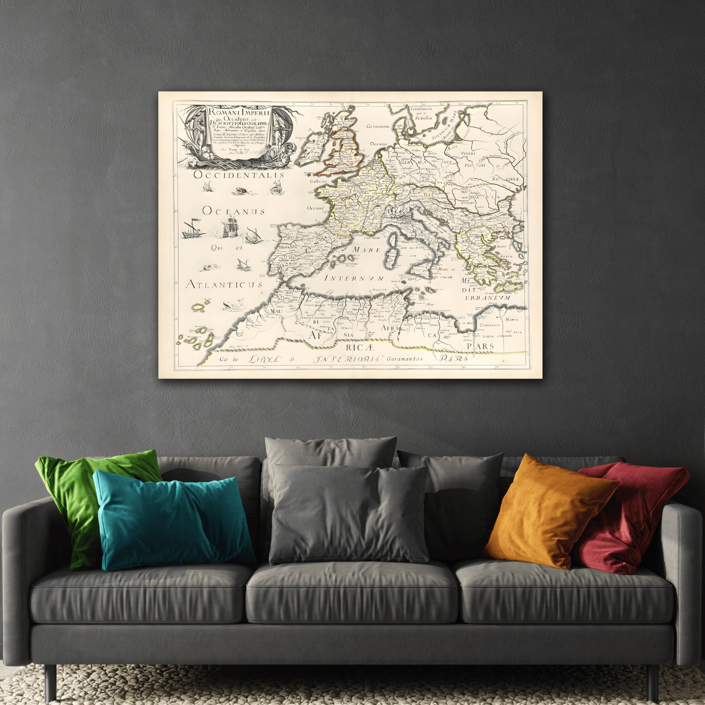 Roman Empire Map Canvas Print - Famous Artist Nicolas Sanson Wall Art Prints - YesArtYes