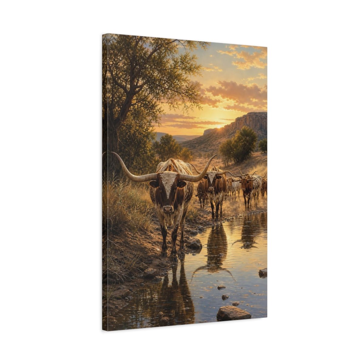 Romantic Realism With Golden Natural Light Canvas Print – Realistic Living Room, Above Fireplace - YesArtYes
