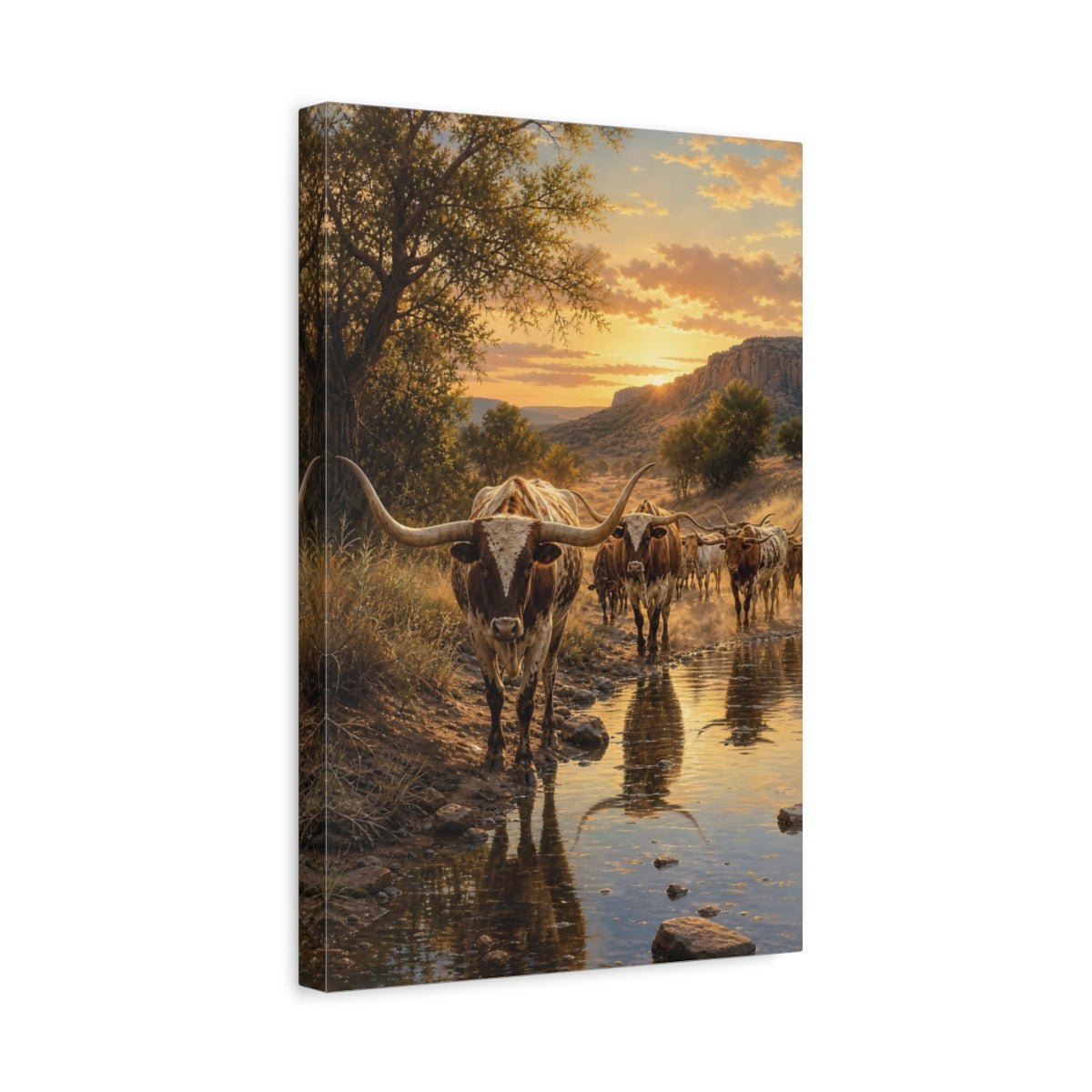 Romantic Realism With Golden Natural Light Canvas Print – Realistic Living Room, Above Fireplace - YesArtYes