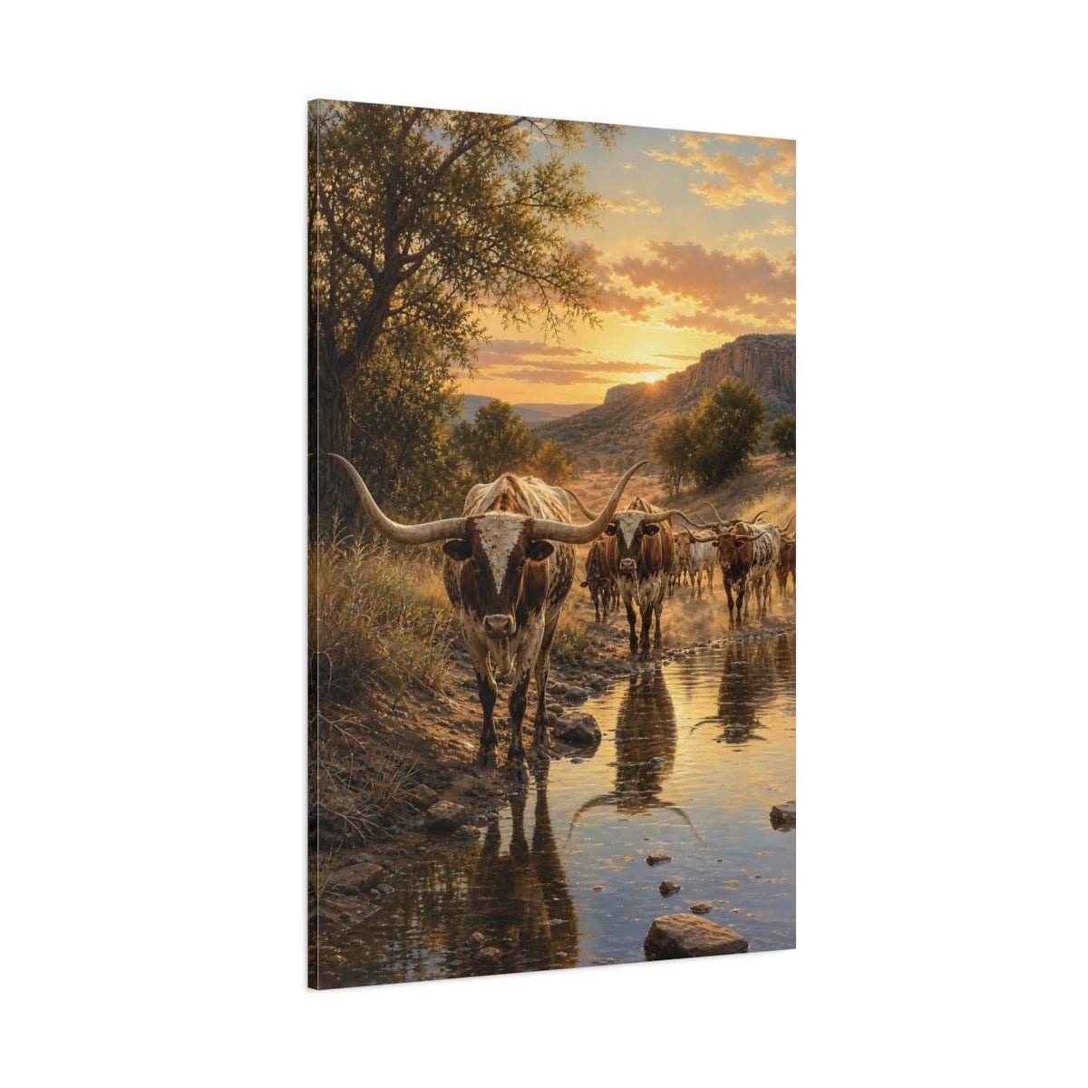 Romantic Realism With Golden Natural Light Canvas Print – Realistic Living Room, Above Fireplace - YesArtYes