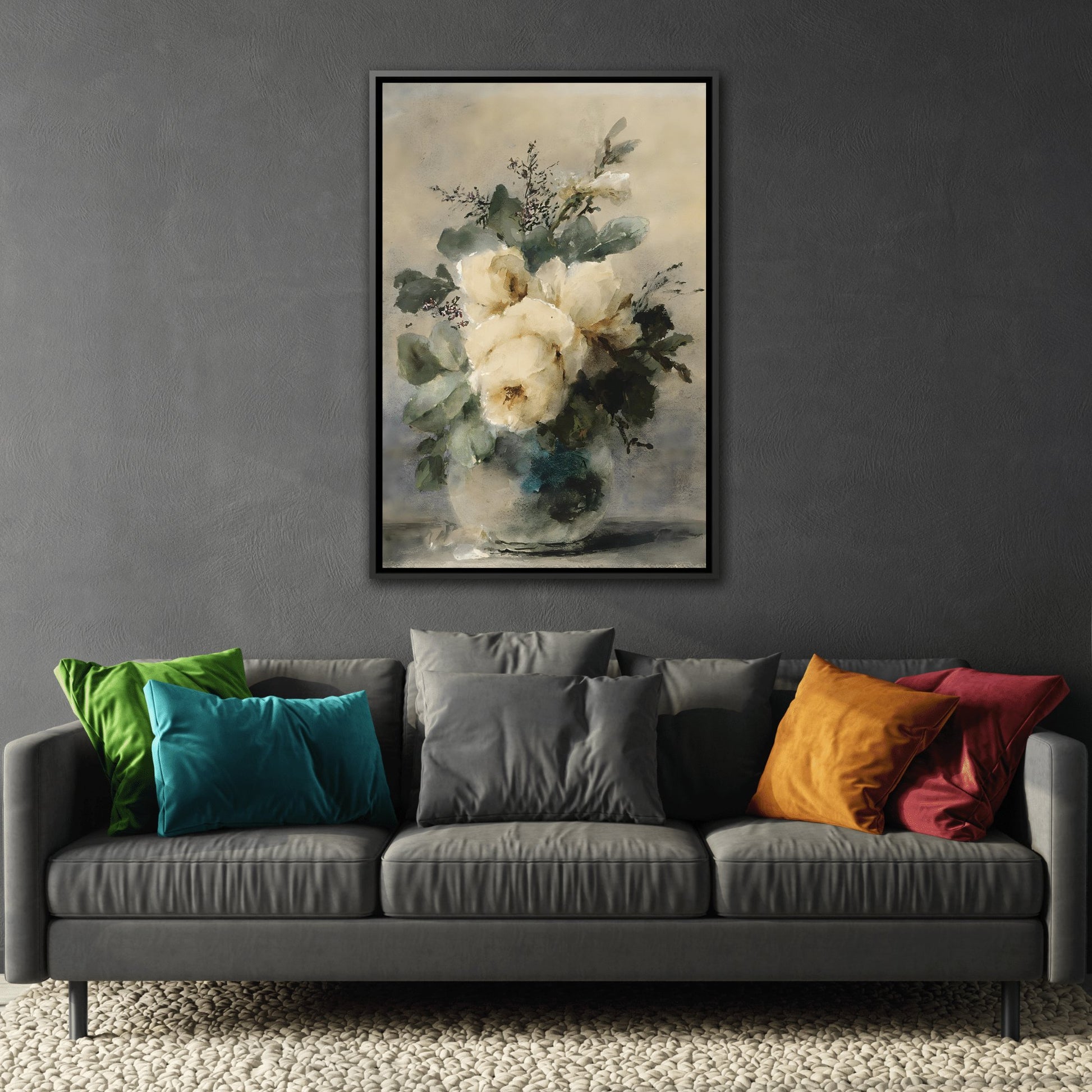 Roosenboom Still Life Peonies in a Vase - Framed Canvas Art Reproduction