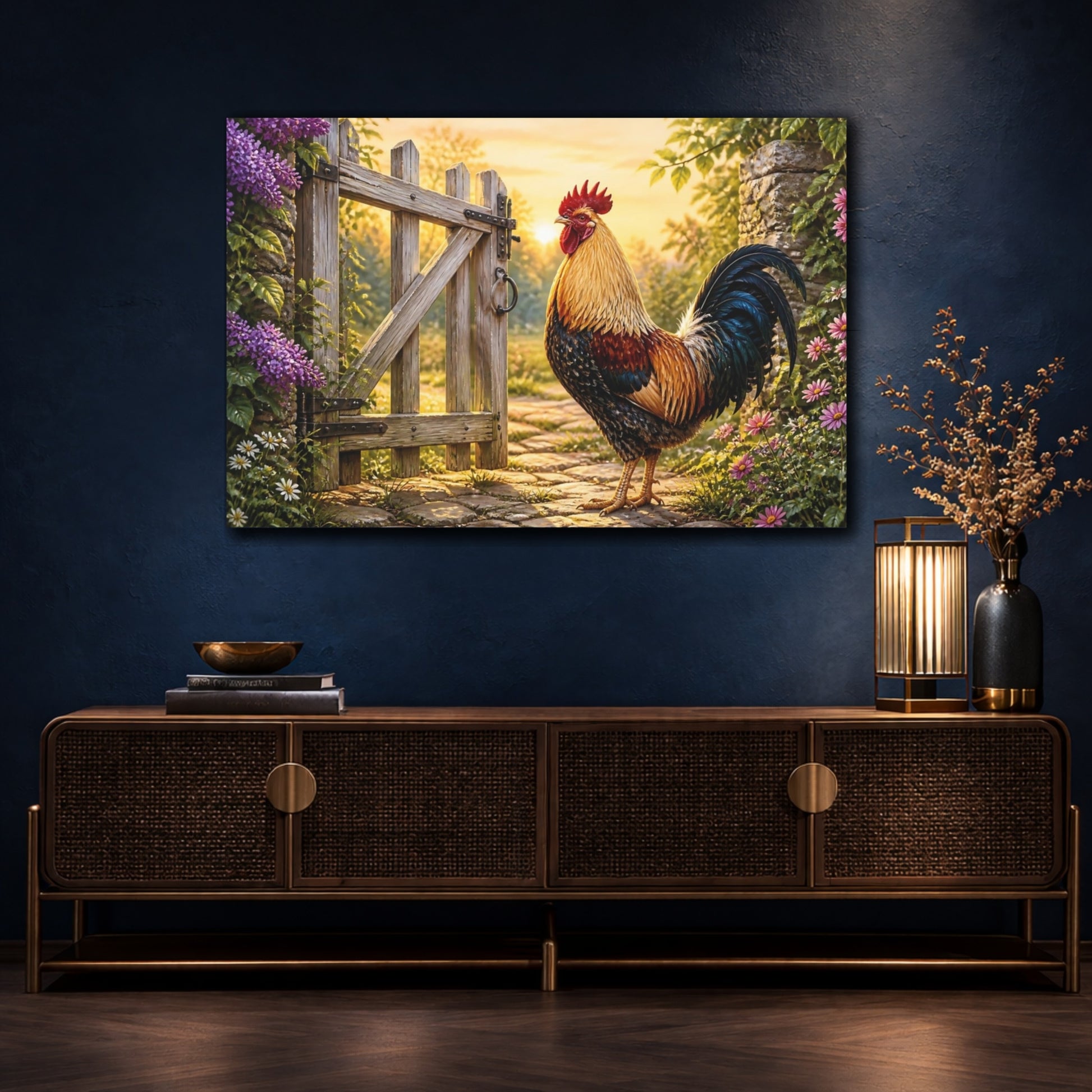 Mockup 4. Rooster Farm Animals Gate shown as canvas print