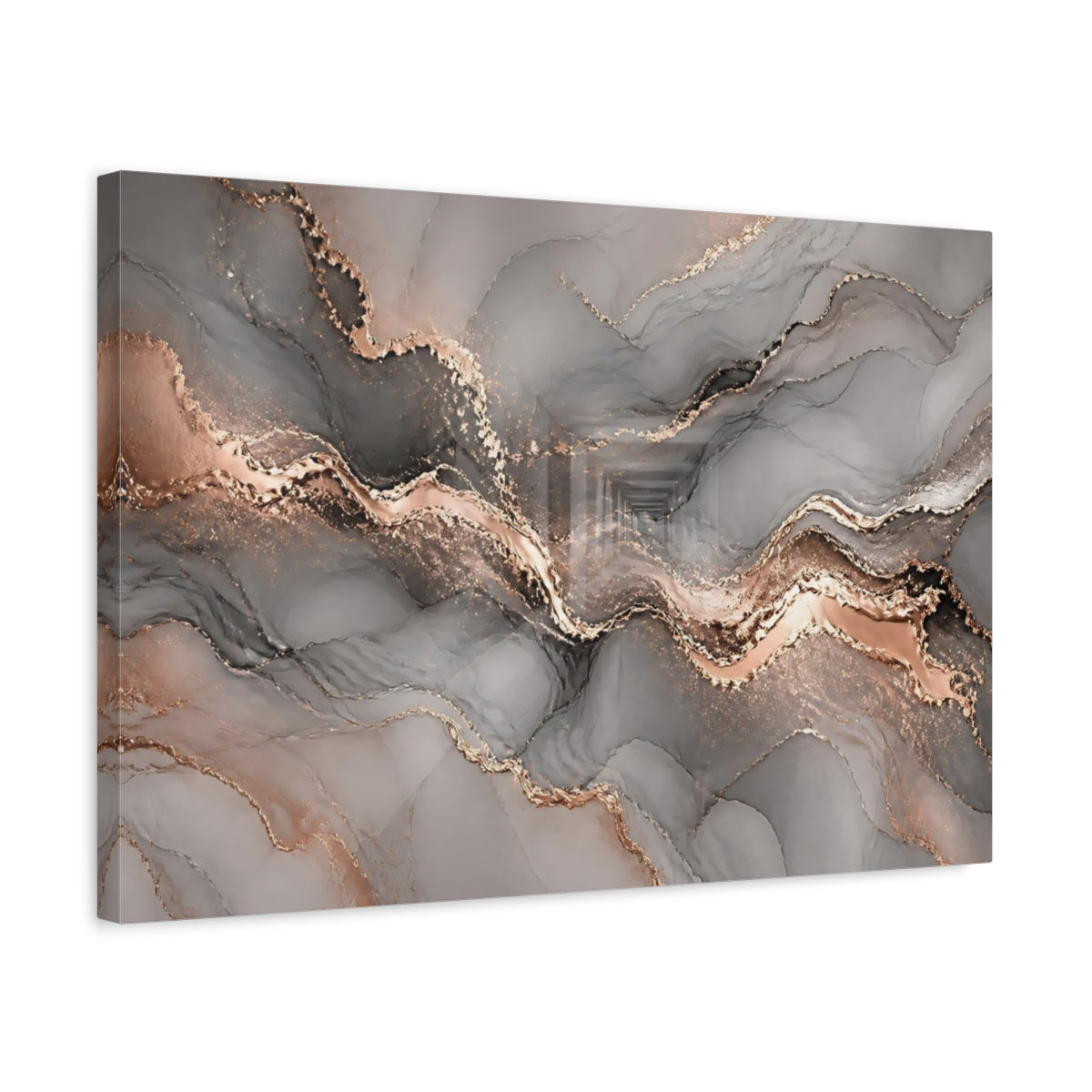 Side Mockup 3. Rose Gold Marble Veins shown as canvas print
