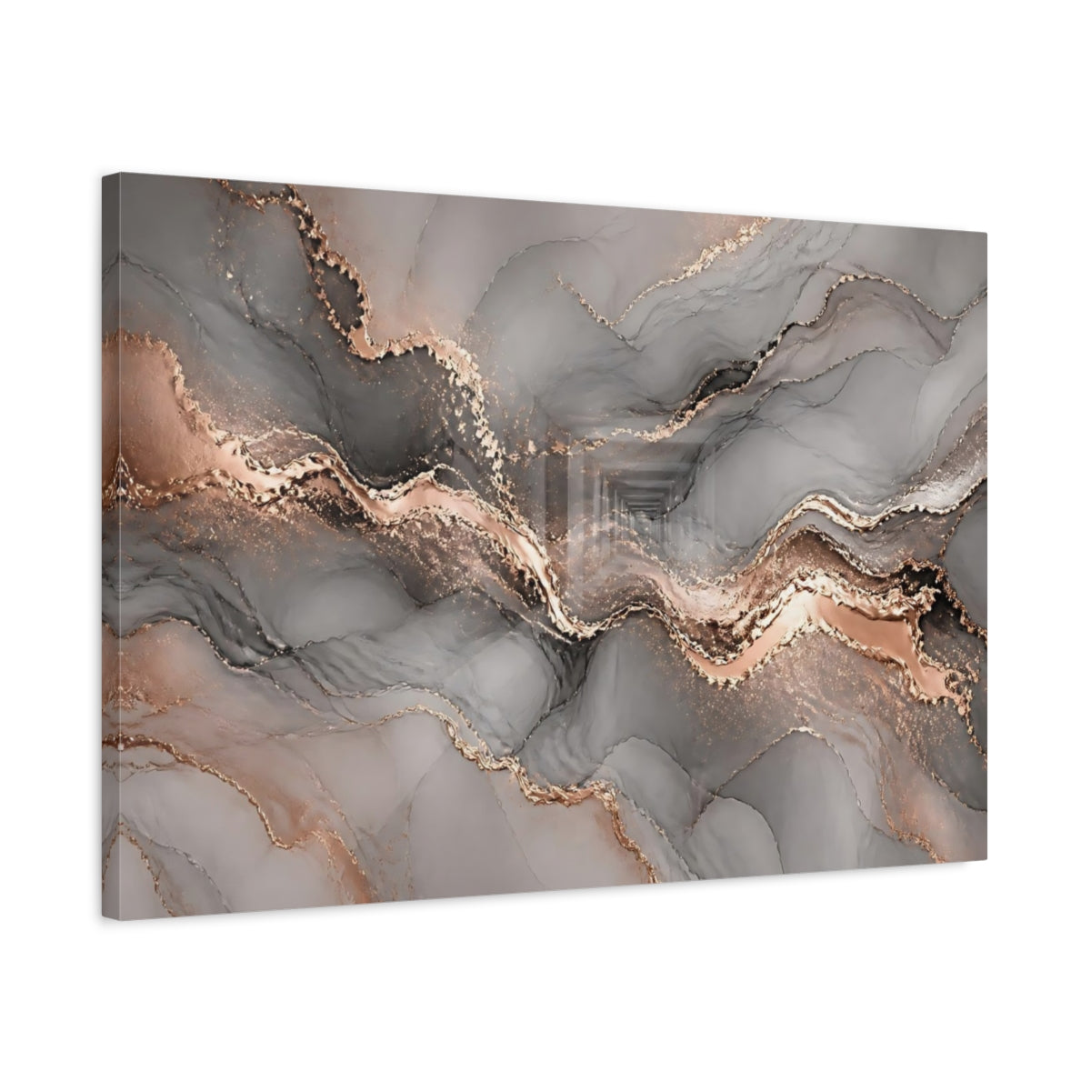 Side Mockup 2. Rose Gold Marble Veins shown as canvas print