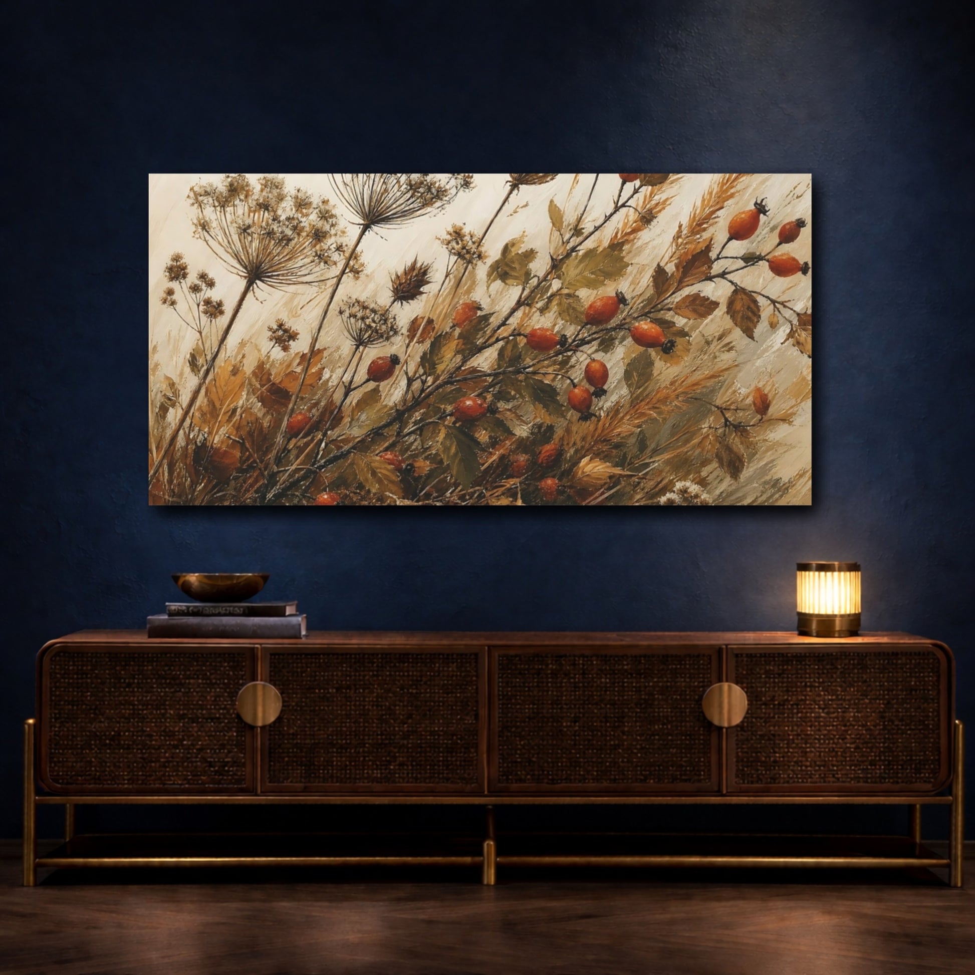 Mockup 4. Rose Hips Floral Rosehip Botanical shown as canvas print