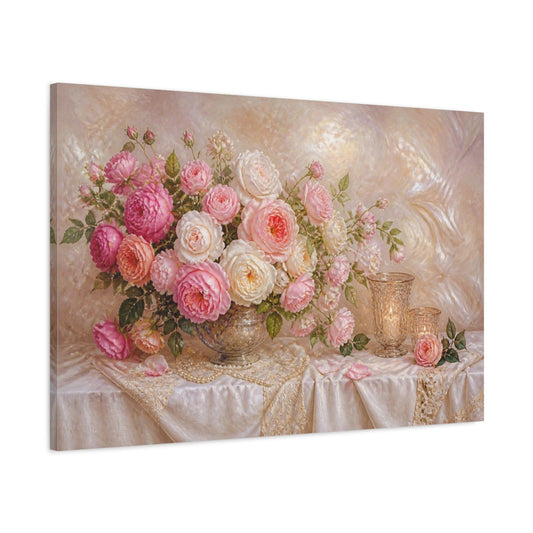 Main Mockup. Roses And Candlelight shown as canvas print