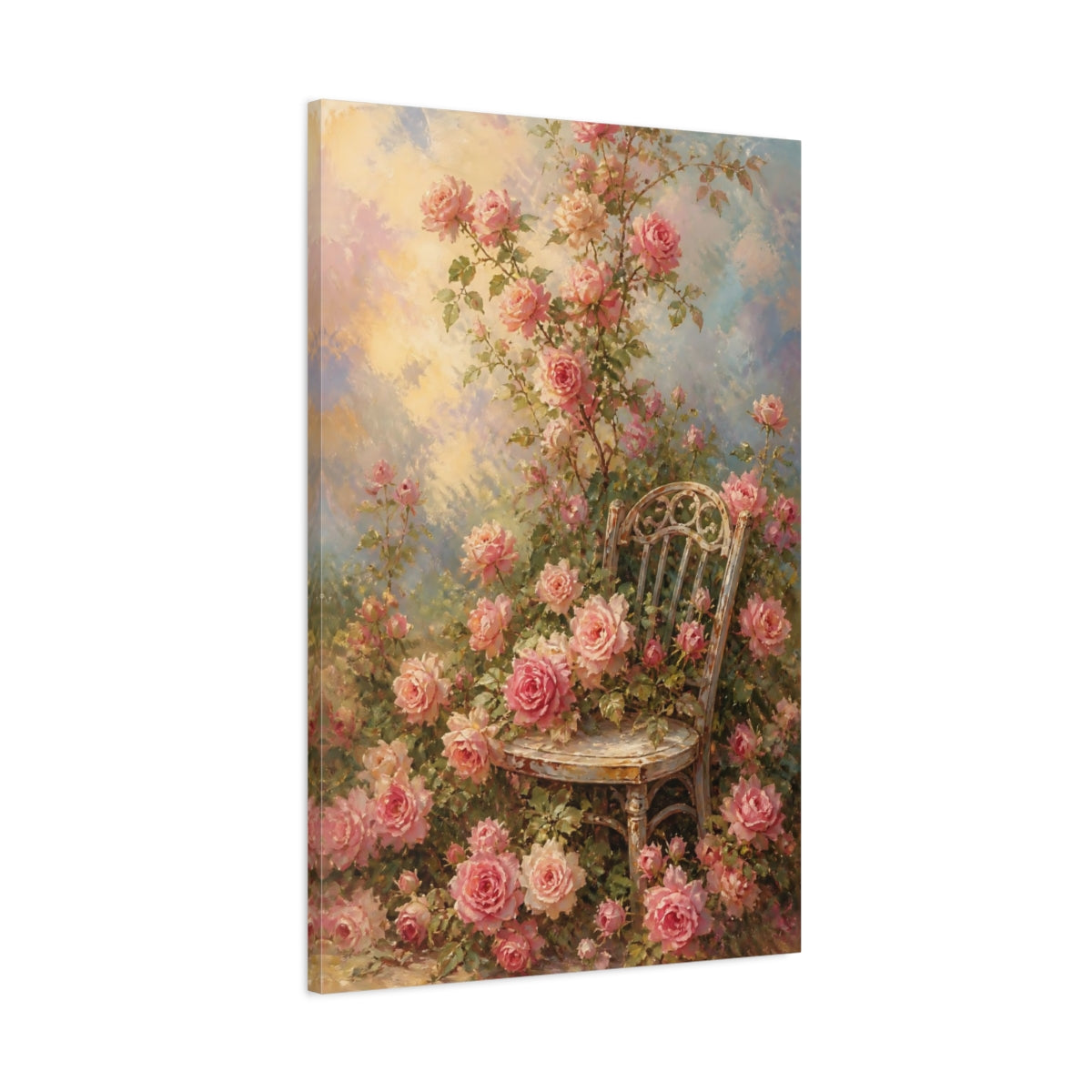 Main Mockup. Roses And Garden Flowers shown as canvas print