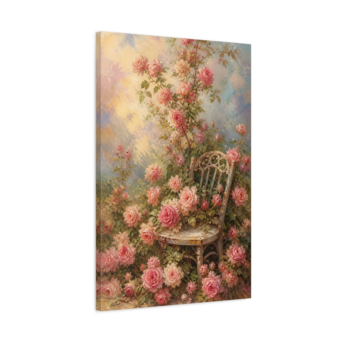 Side Mockup 2. Roses And Garden Flowers shown as canvas print