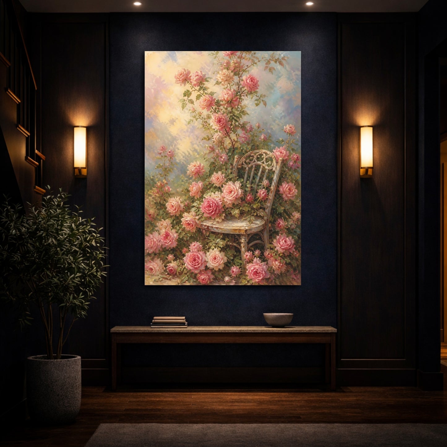 Mockup 4. Roses And Garden Flowers shown as canvas print