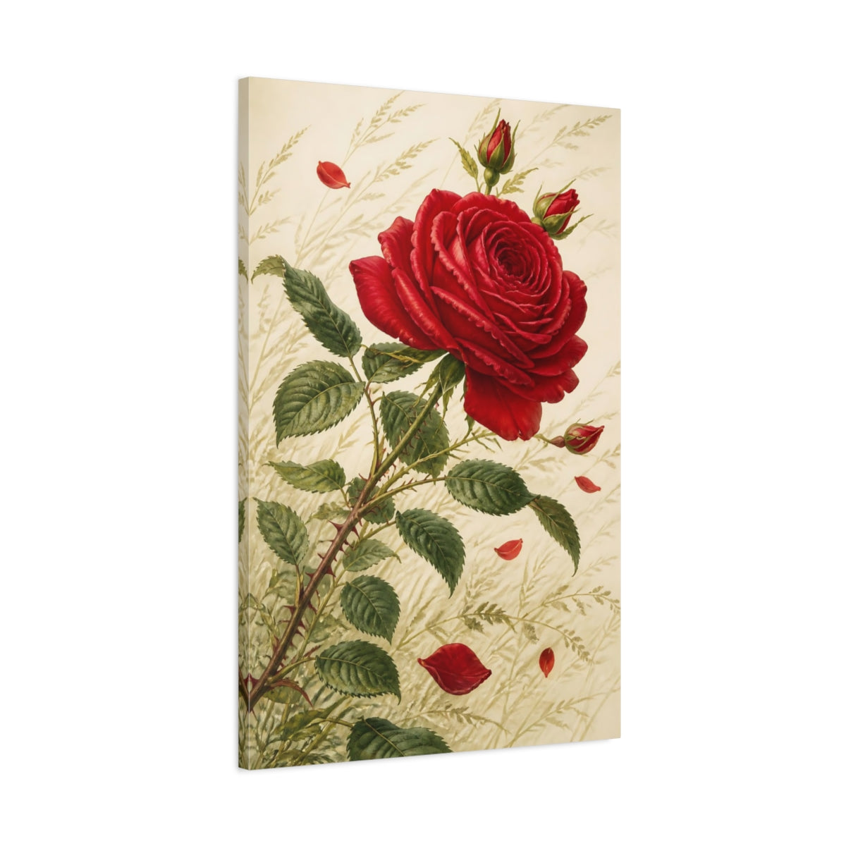 Main Mockup. Ruby Rose Flowers shown as canvas print