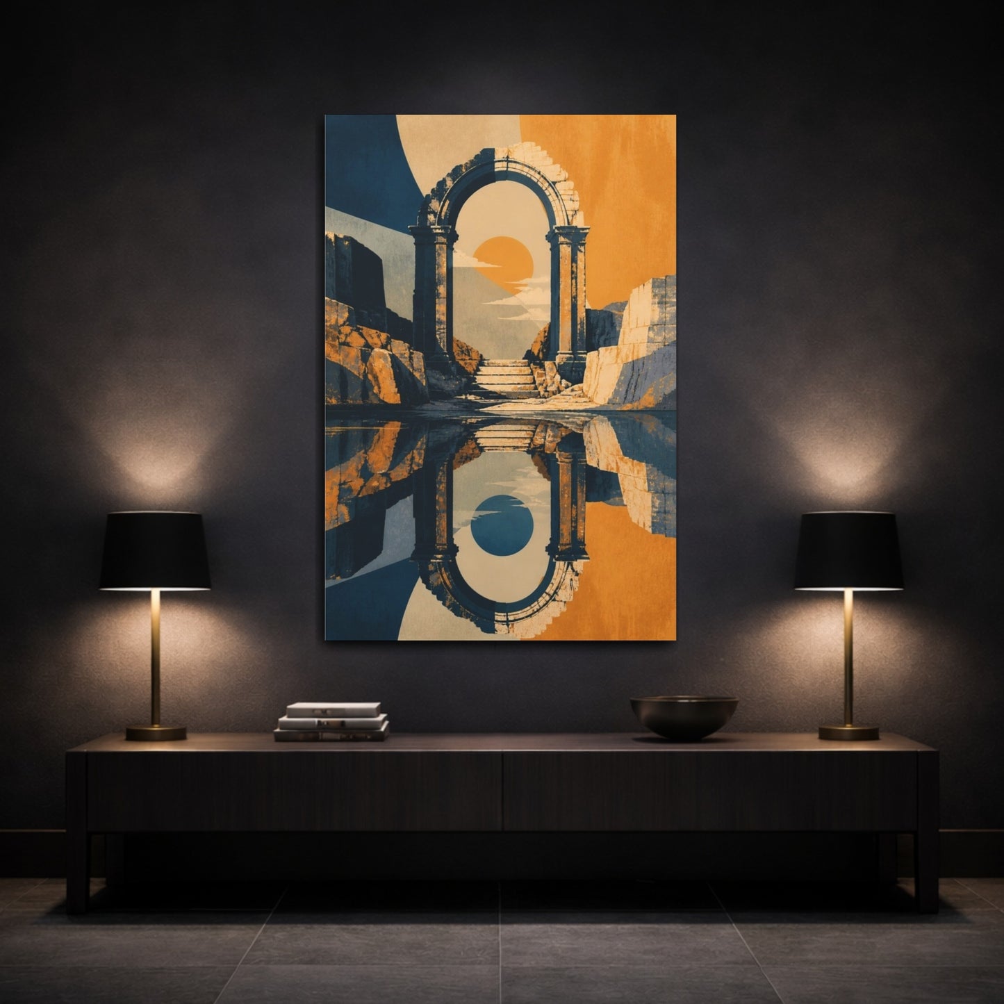 Mockup 3. Ruined Arch Illusion shown as canvas print