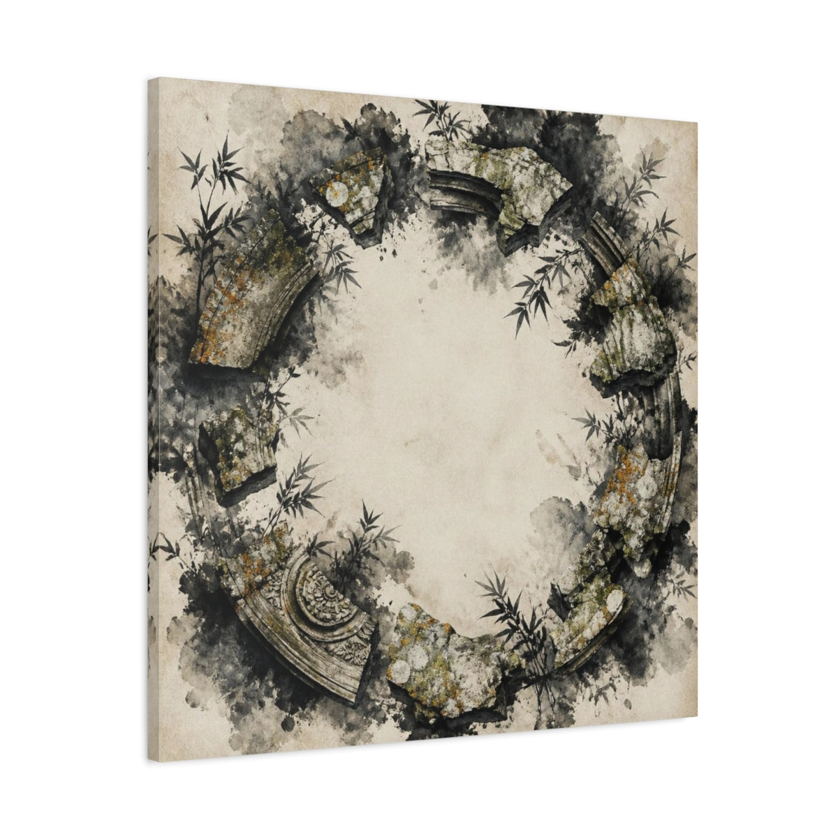 Side Mockup 3. Ruined Stone Circle shown as canvas print