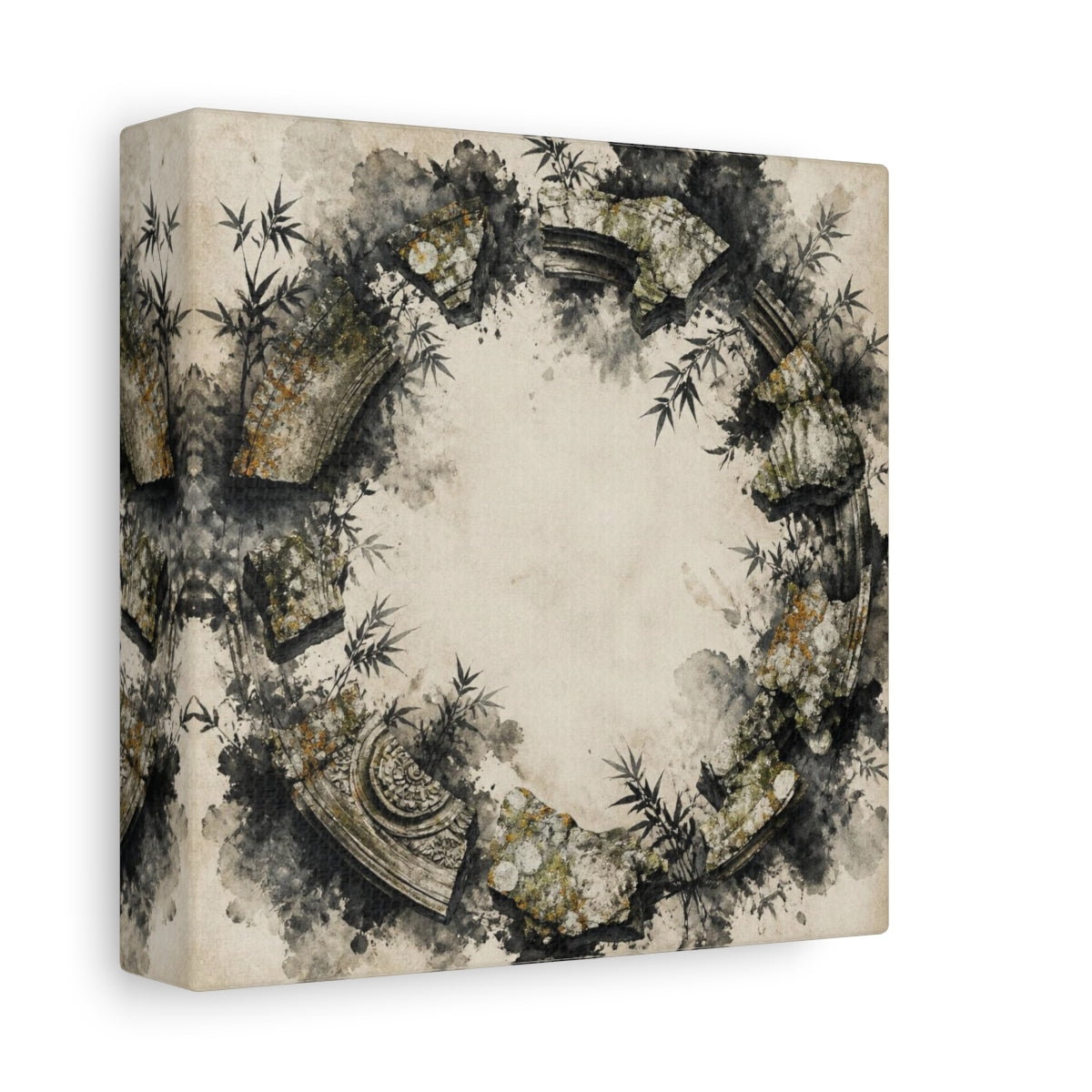 Side Mockup 2. Ruined Stone Circle shown as canvas print