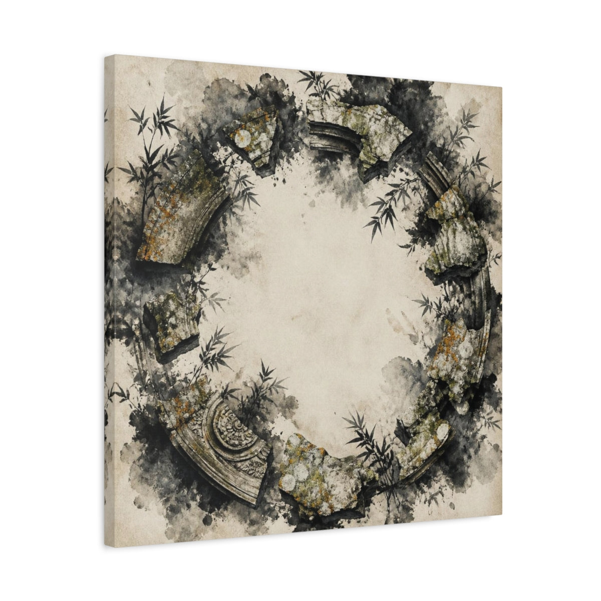 Side Mockup 4. Ruined Stone Circle shown as canvas print