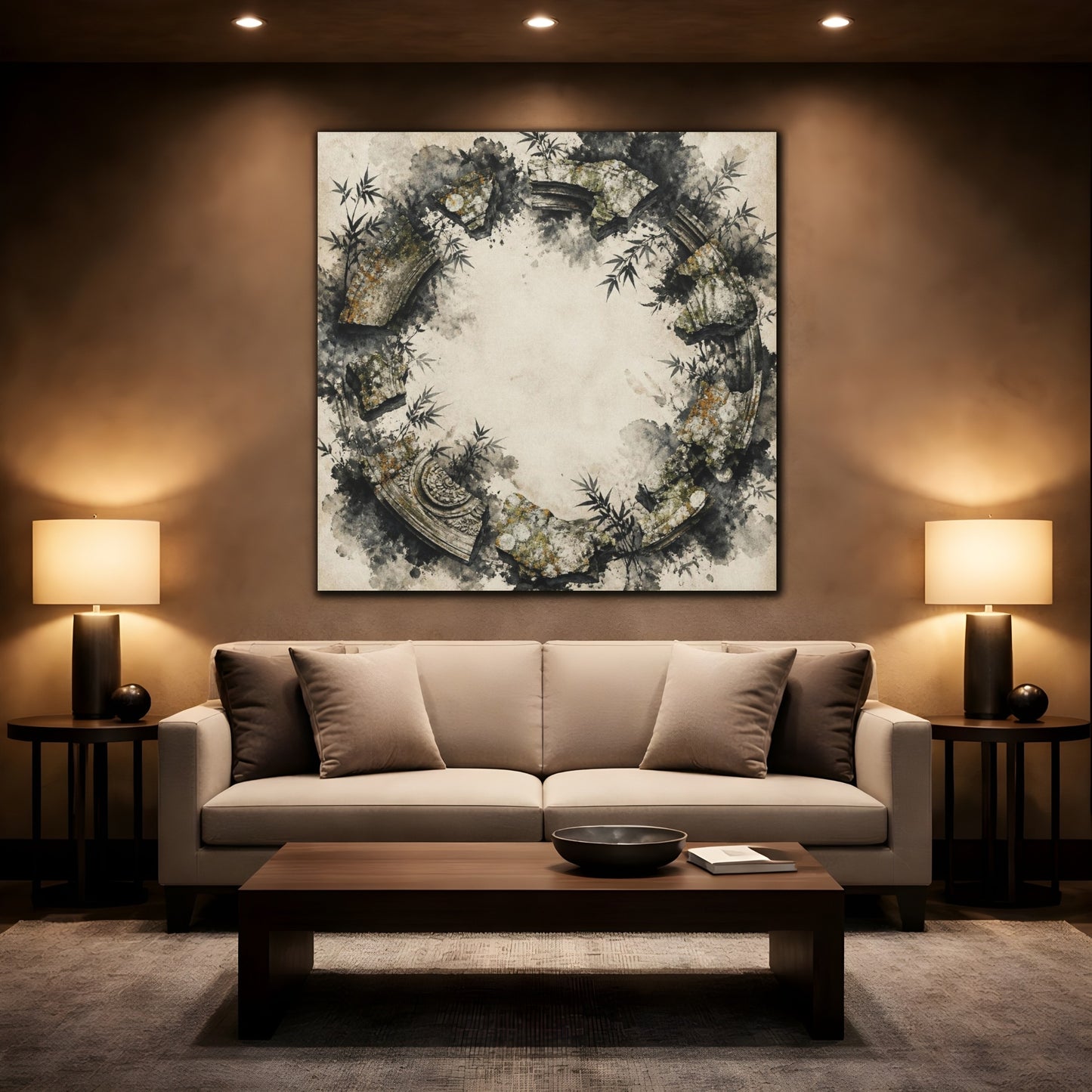 Mockup 2. Ruined Stone Circle shown as canvas print