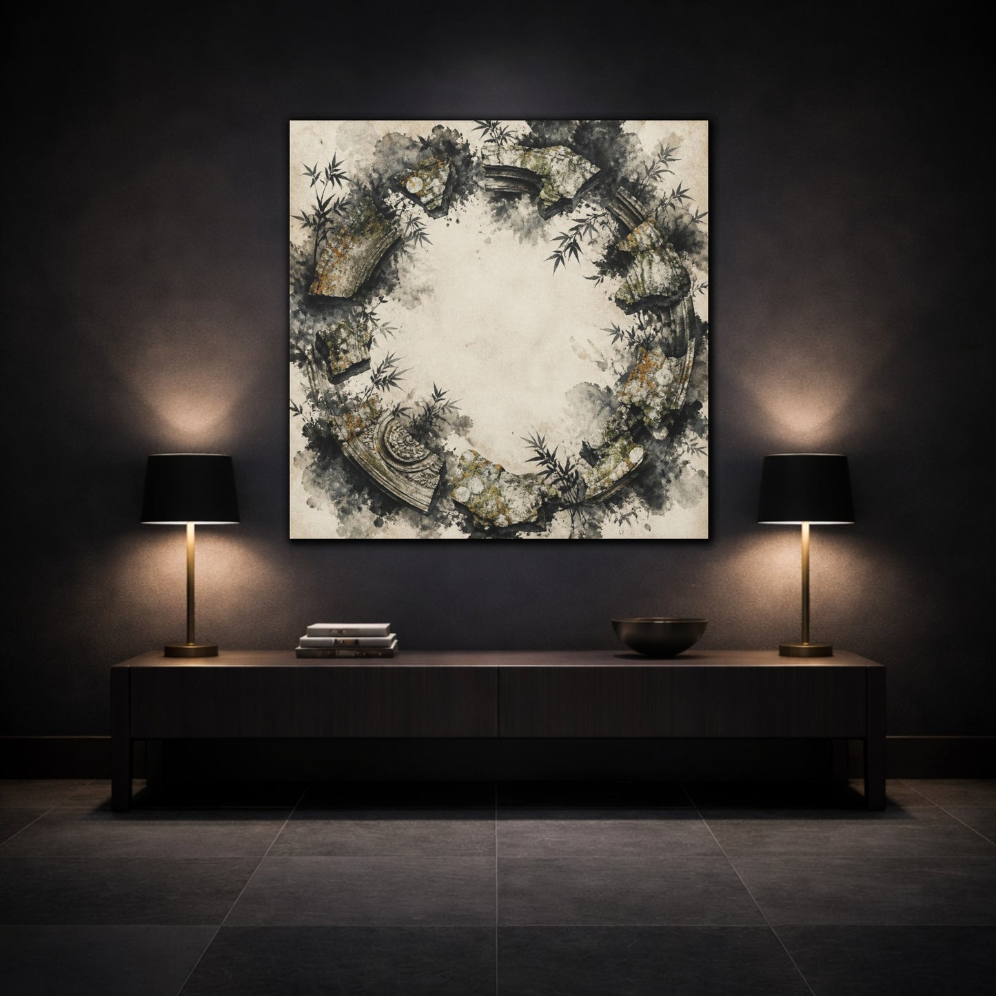 Mockup 3. Ruined Stone Circle shown as canvas print
