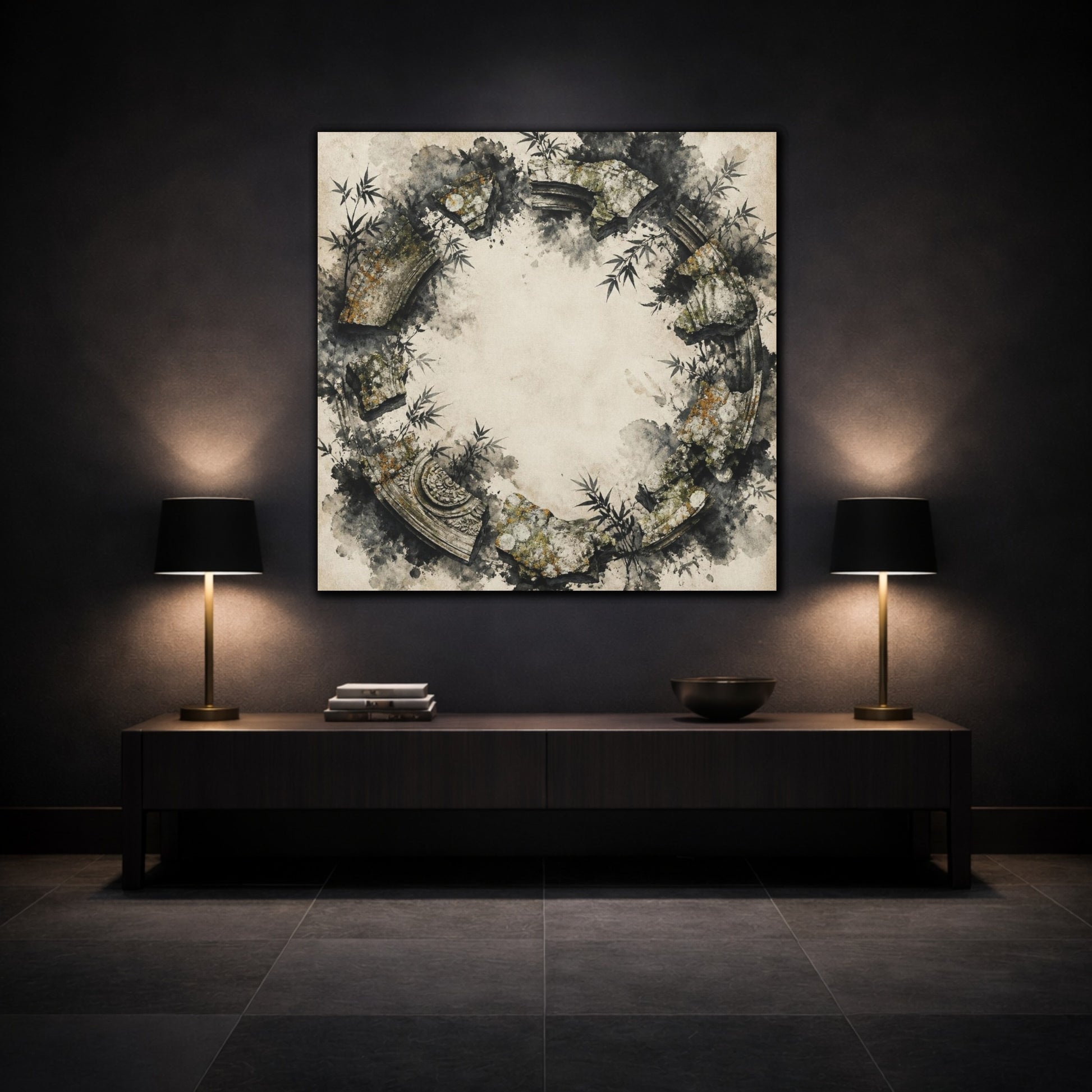 Mockup 3. Ruined Stone Circle shown as canvas print