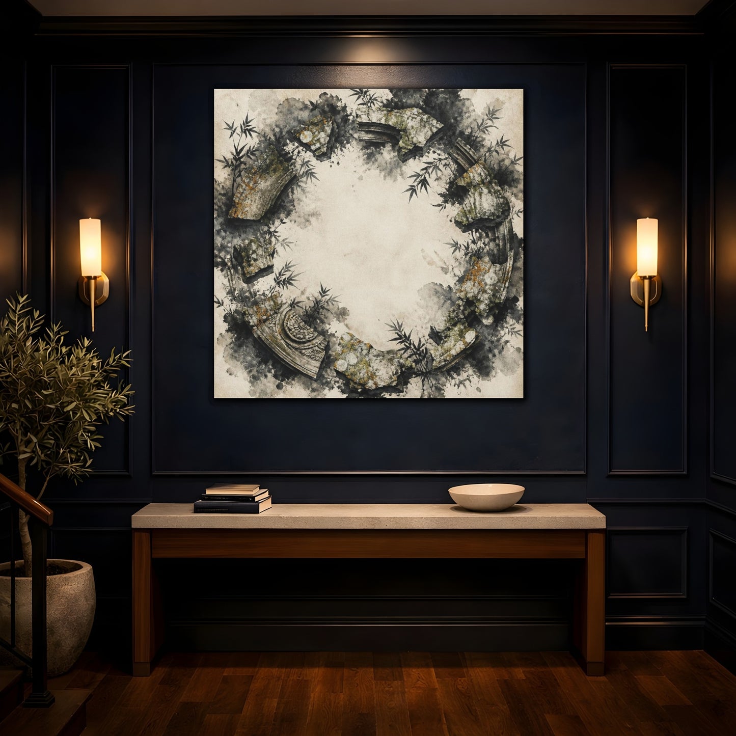 Mockup 4. Ruined Stone Circle shown as canvas print